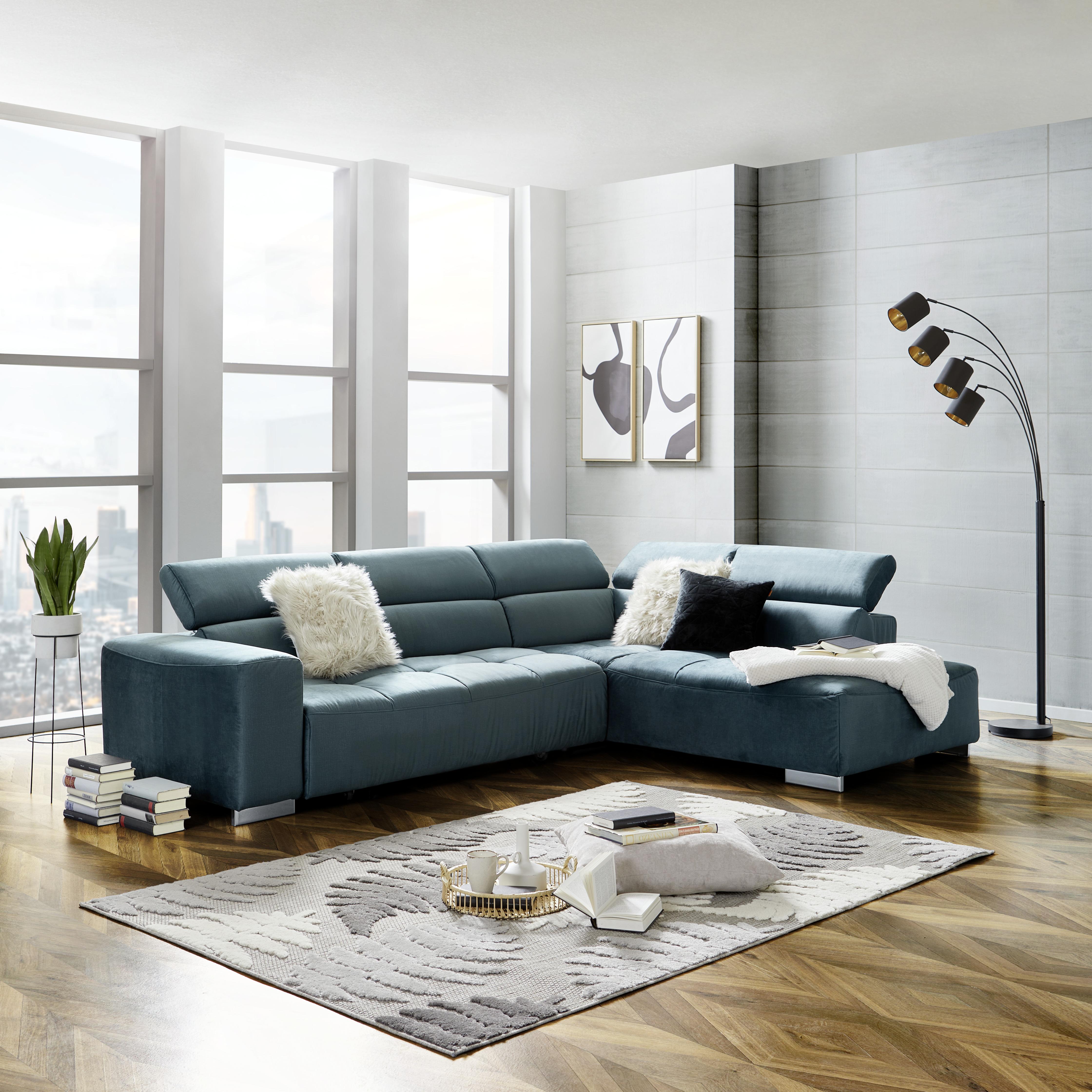 Ecksofa mit Schlaffunktion Hemingway Dark Petrol - Petrol, MODERN, Textil (291/72-85/212cm) - Ondega