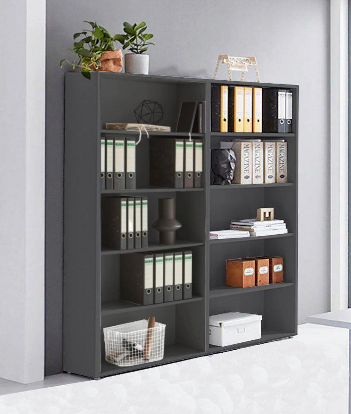 REGALSET OFFICE EDITION - RW SET 1 HOCH - Anthrazit, MODERN, Holzwerkstoff (168,8/185,6/33cm) - MID.YOU