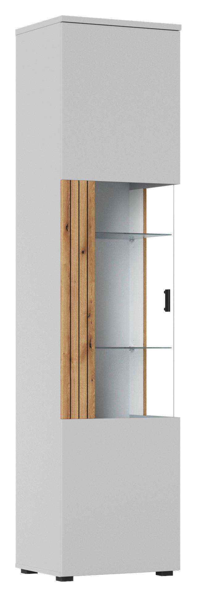 Vitrin Alverno - tölgyfa színű/kőris, Modern, faalapú anyag/Üveg (50/208/40cm)
