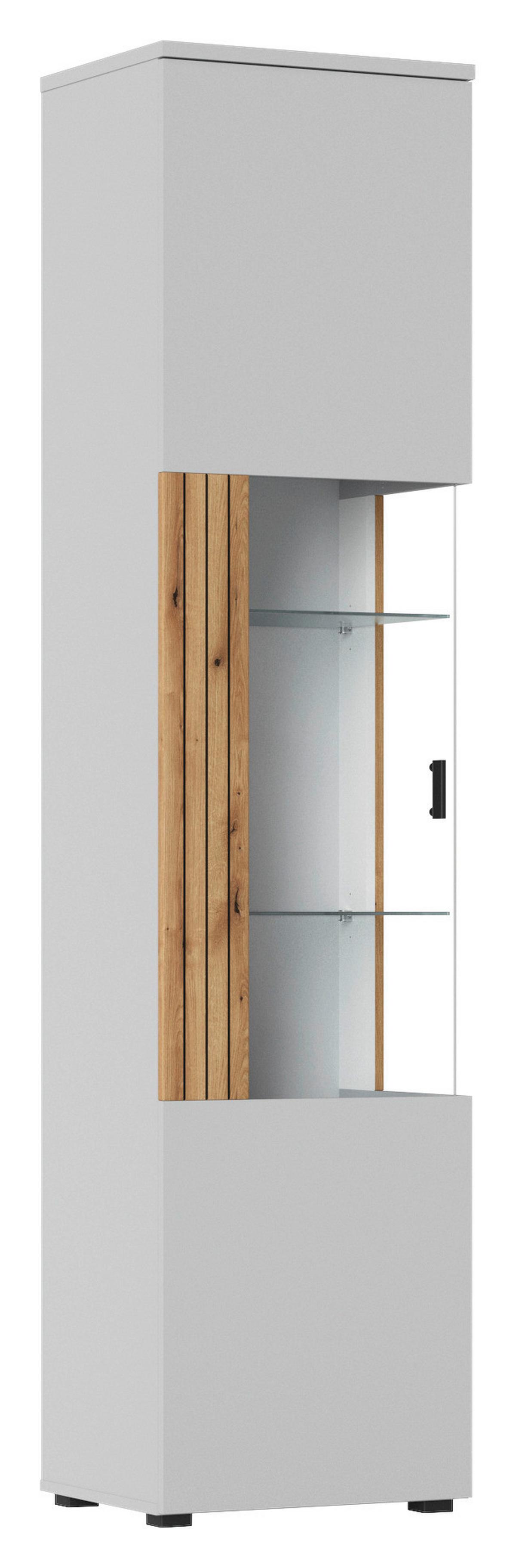 Vitrin Alverno - tölgyfa színű/kőris, Modern, faalapú anyag/Üveg (50/208/40cm)