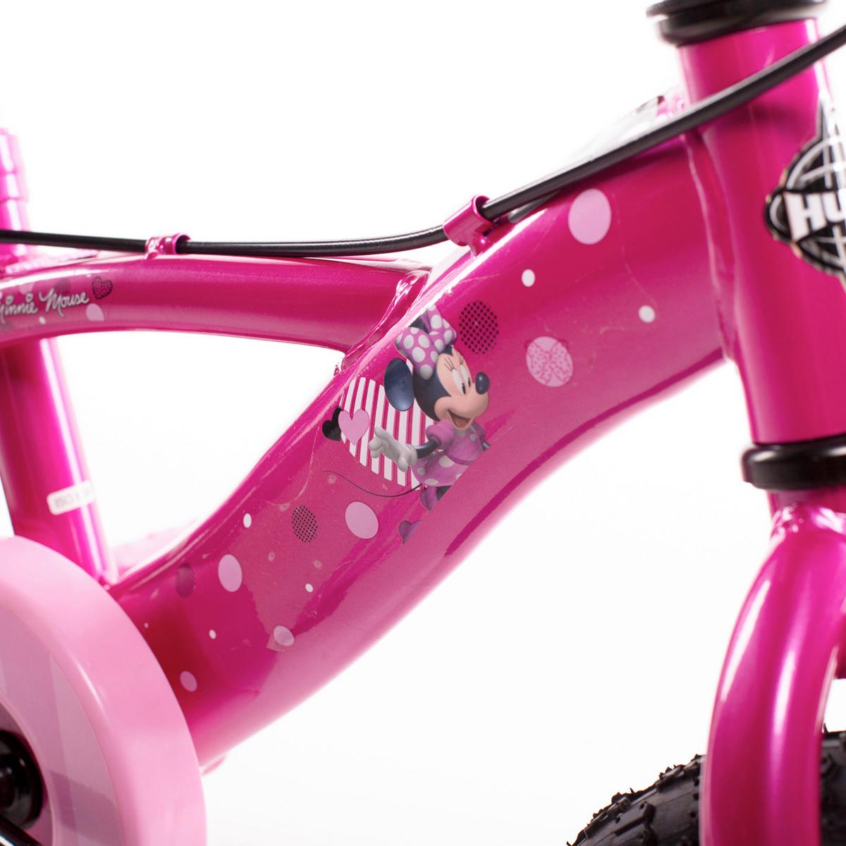 Kinderfahrrad mit Stützrädern Huffy Minnie 12 Zoll - Pink, Basics, Metall (54/84,5/73,5cm)