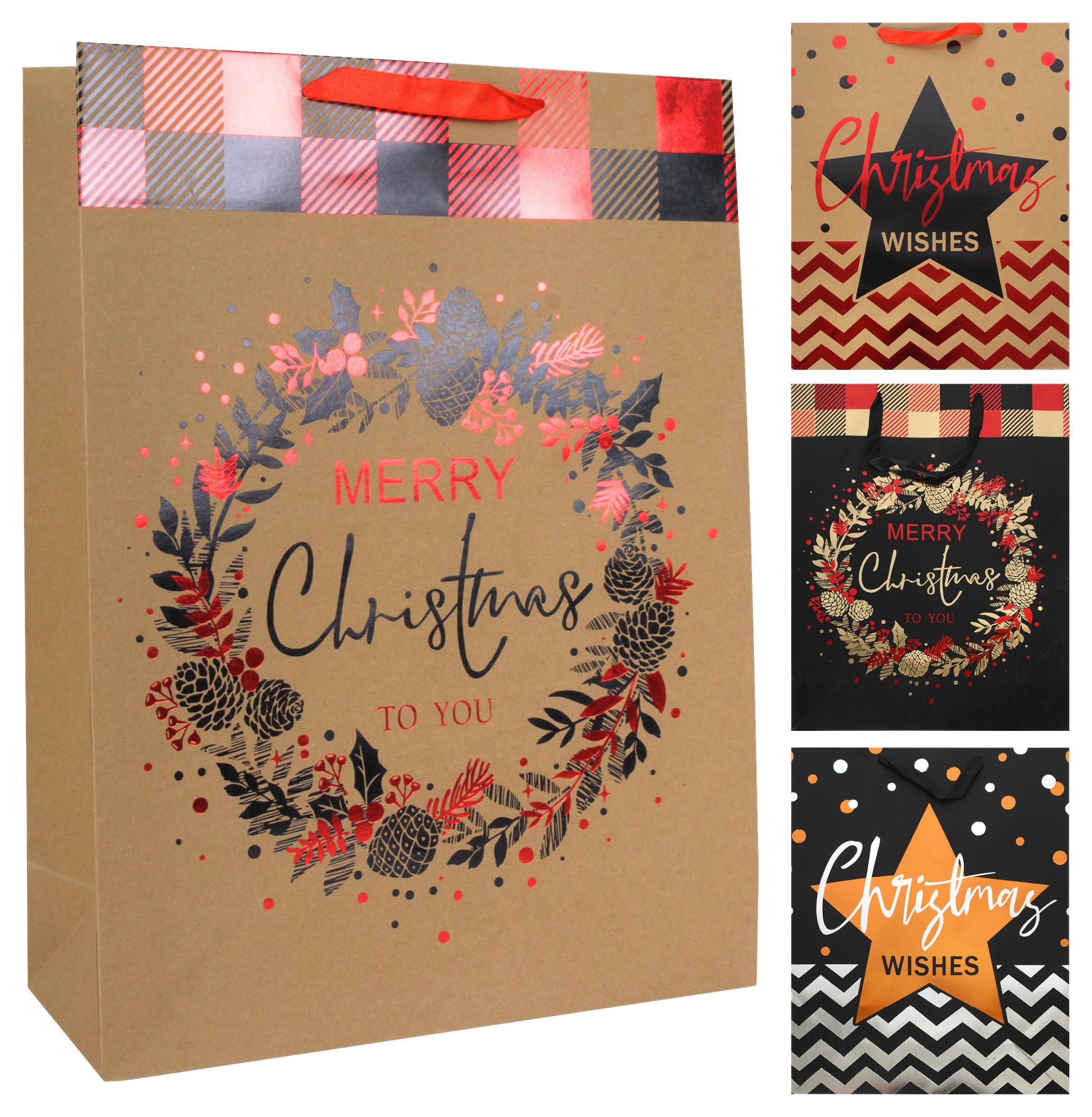 Geschenktasche Merry Christmas Xl - Multicolor, Basics, Papier (26/32/12cm)