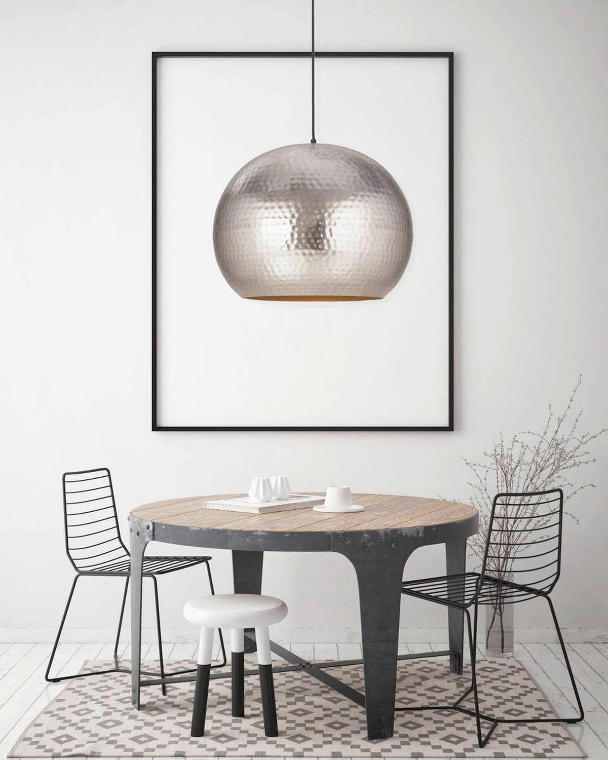 HÄNGELEUCHTE Nickelfarben, E27, 40W - Nickelfarben, Trend, Metall (47/35/47cm) - Kayoom