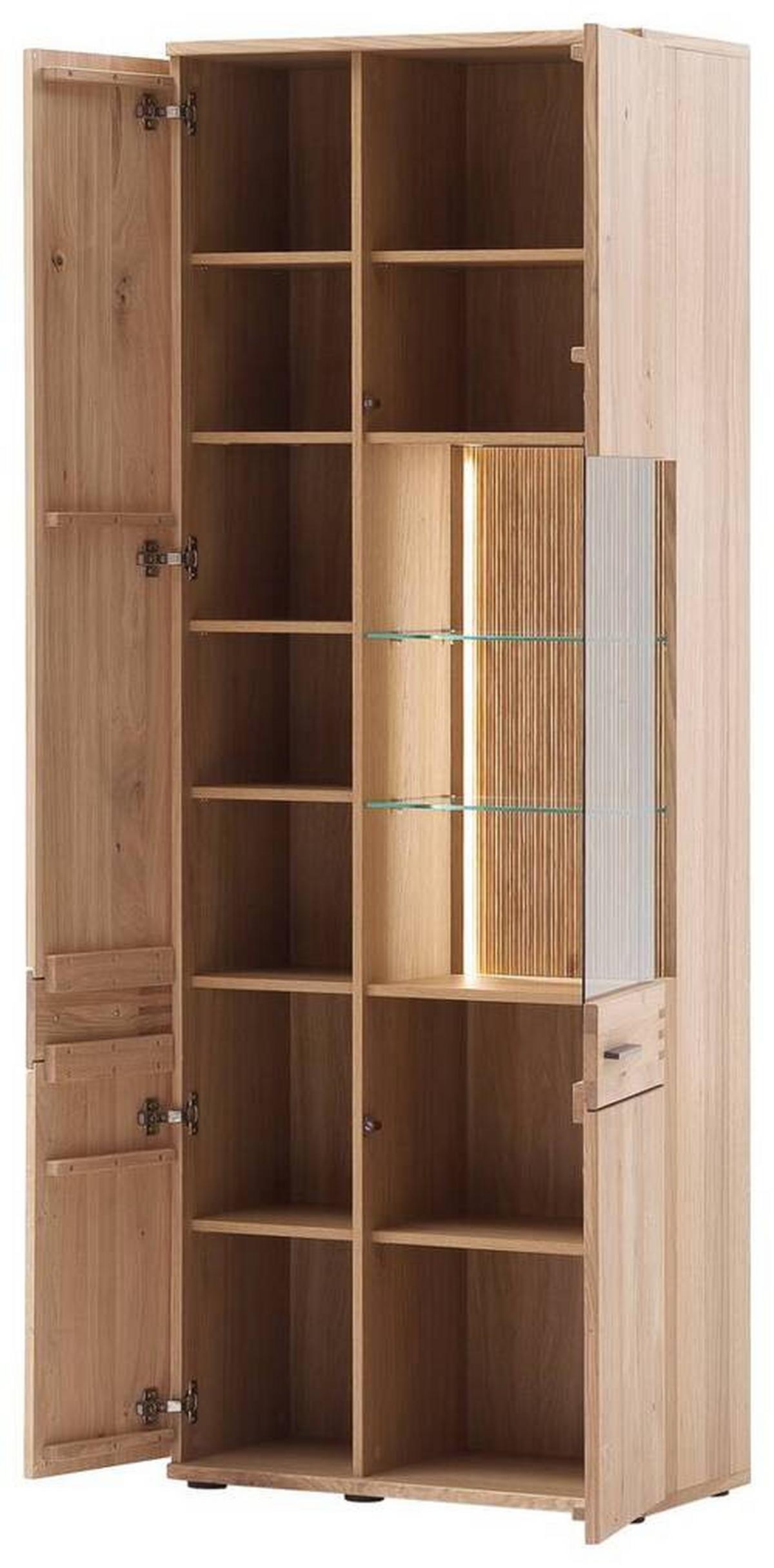 Vitrine Salvador B: 75 cm Eichefarben - Eichefarben/Schwarz, Design, Glas/Holz (75/208/37cm) - Livetastic
