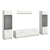 Sideboard Ice Weiß/weiß Hochglanz B: 280 Cm - Weiß Hochglanz/Schwarz, Design, Glas/Holzwerkstoff (280/160/41cm) - Livetastic