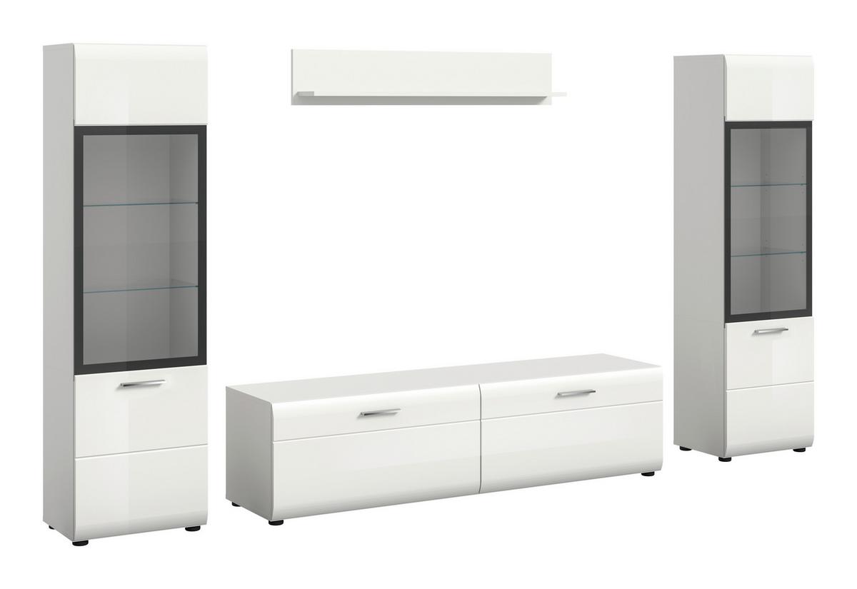 Sideboard Ice Weiß/weiß Hochglanz B: 280 Cm - Weiß Hochglanz/Schwarz, Design, Glas/Holzwerkstoff (280/160/41cm) - Livetastic