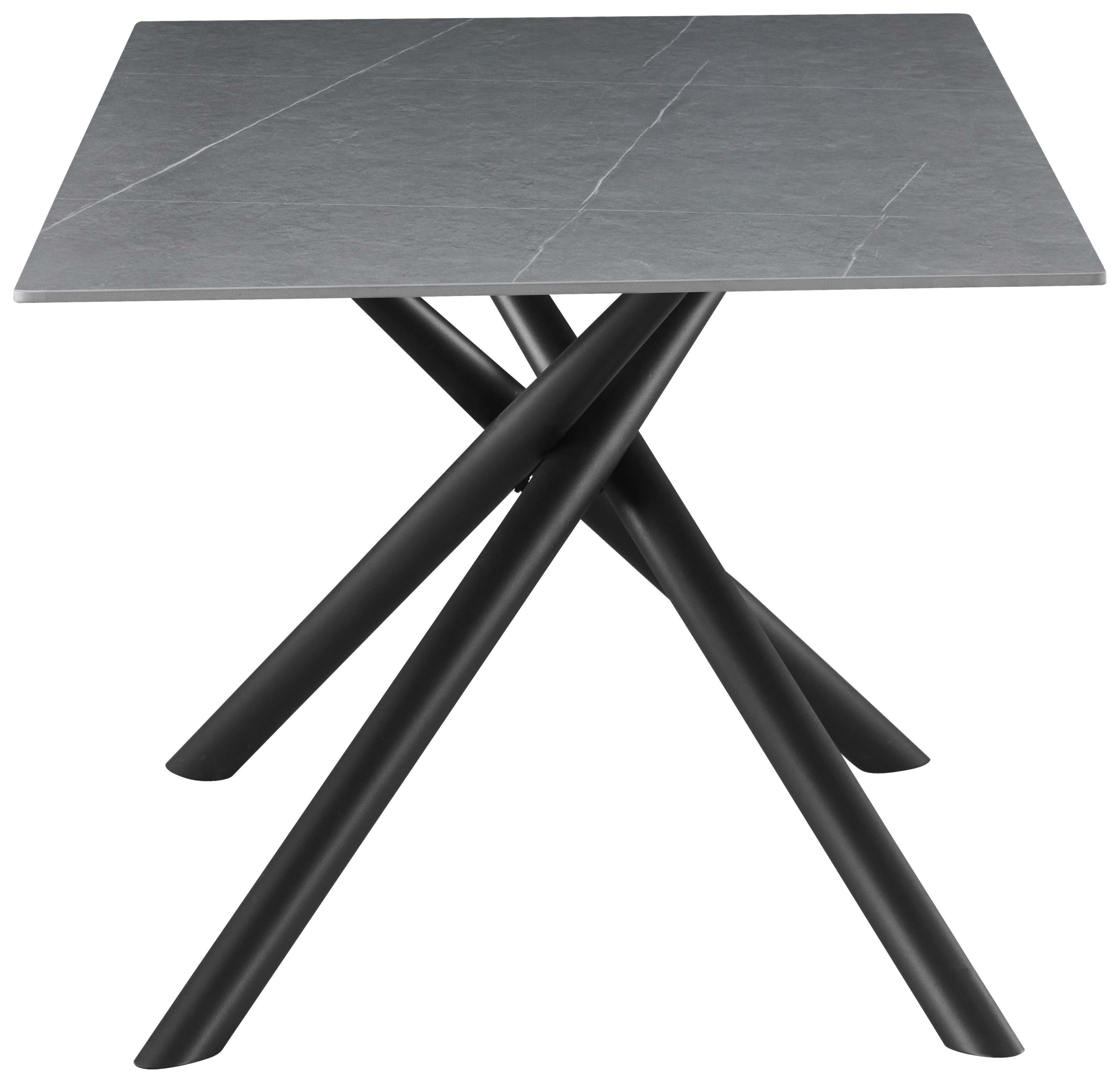 Esstisch Lior Keramik Grau, B: 180 cm - Schwarz/Grau, KONVENTIONELL, Keramik/Metall (180/76/90cm) - MID.YOU