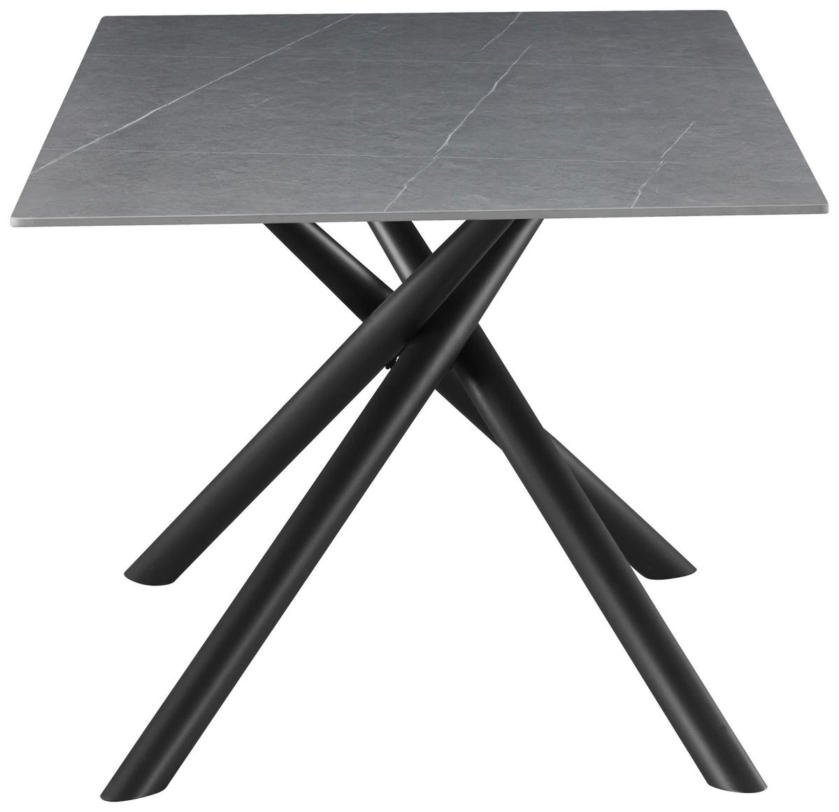 Esstisch Lior Keramik Grau, B: 180 Cm - Schwarz/Grau, KONVENTIONELL, Keramik/Metall (180/90/76cm) - MID.YOU