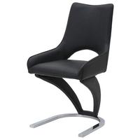 Stuhl Sebastiano Lederlook Schwarz, B: 49 cm - Chromfarben/Schwarz, Design, Textil/Metall (49/90/58cm)
