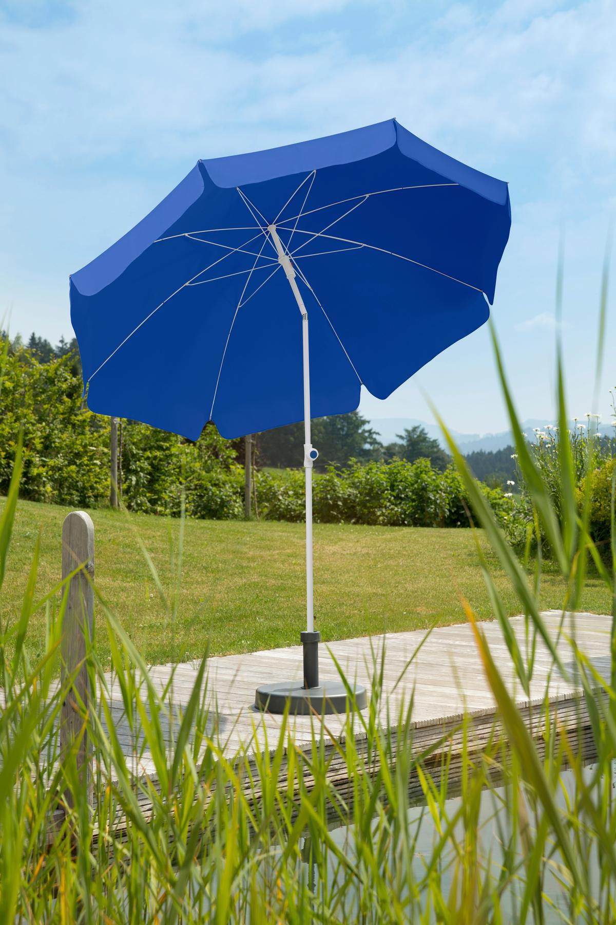 Sonnenschirm Ibiza BxHxT: 240x230x240 cm Blau - Blau/Weiß, Basics, Textil/Metall (240/230/240cm) - Schneider