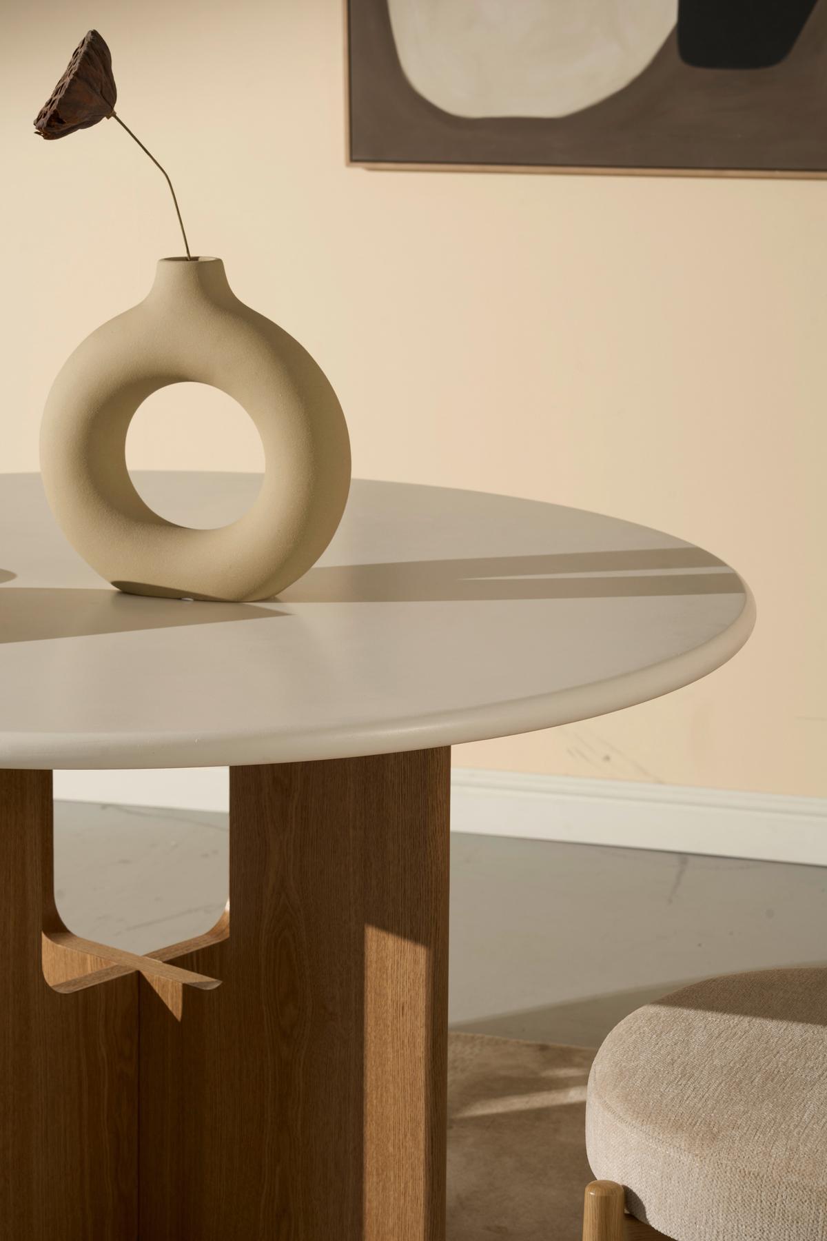 Esstisch Levi Weiß/Eichefarben D: 120 cm - Eichefarben/Weiß, MODERN, Holz/Wellpappe (120/120/75cm) - Livetastic