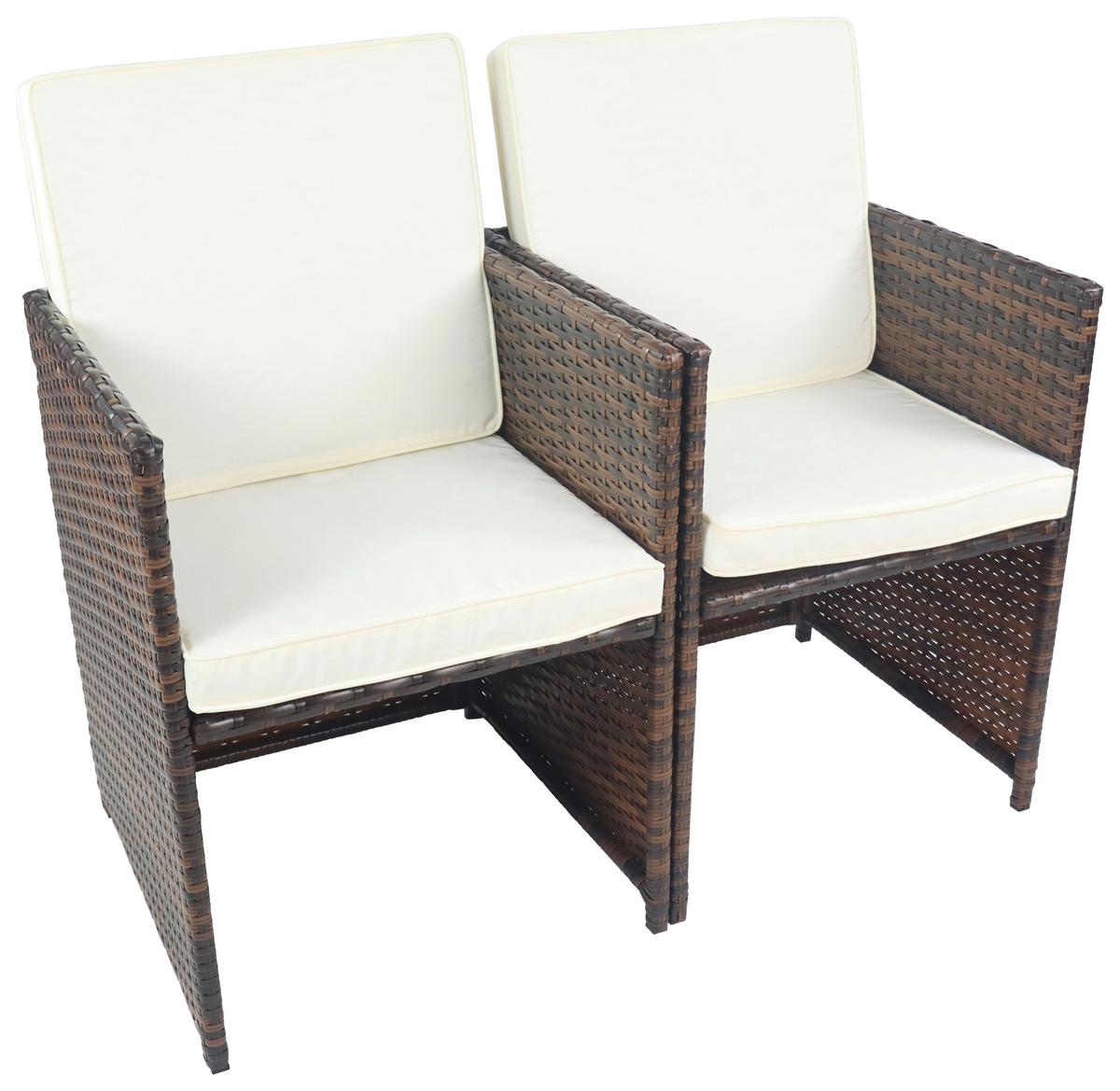 Gartensessel-Set 2-Tlg. Raloso Metall/Kunststoff/Textil - Braun/Weiß, MODERN, Kunststoff/Textil (53/84/53cm) - Ambia Garden