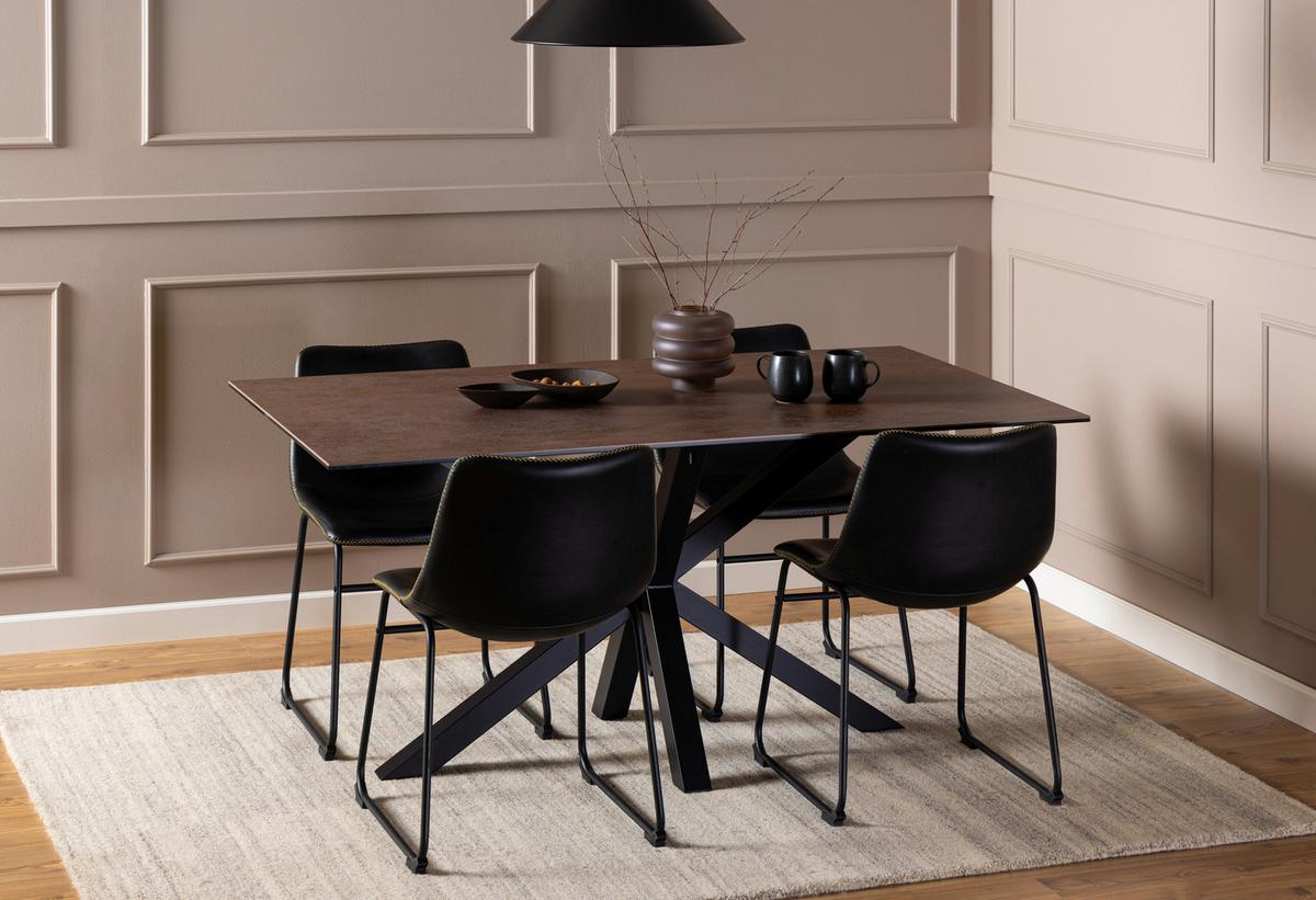 Esstisch Heaven 160x90x75,5cm Braun/Schwarz - Schwarz/Braun, Trend, Keramik/Metall (160/90/75,5cm) - MID.YOU