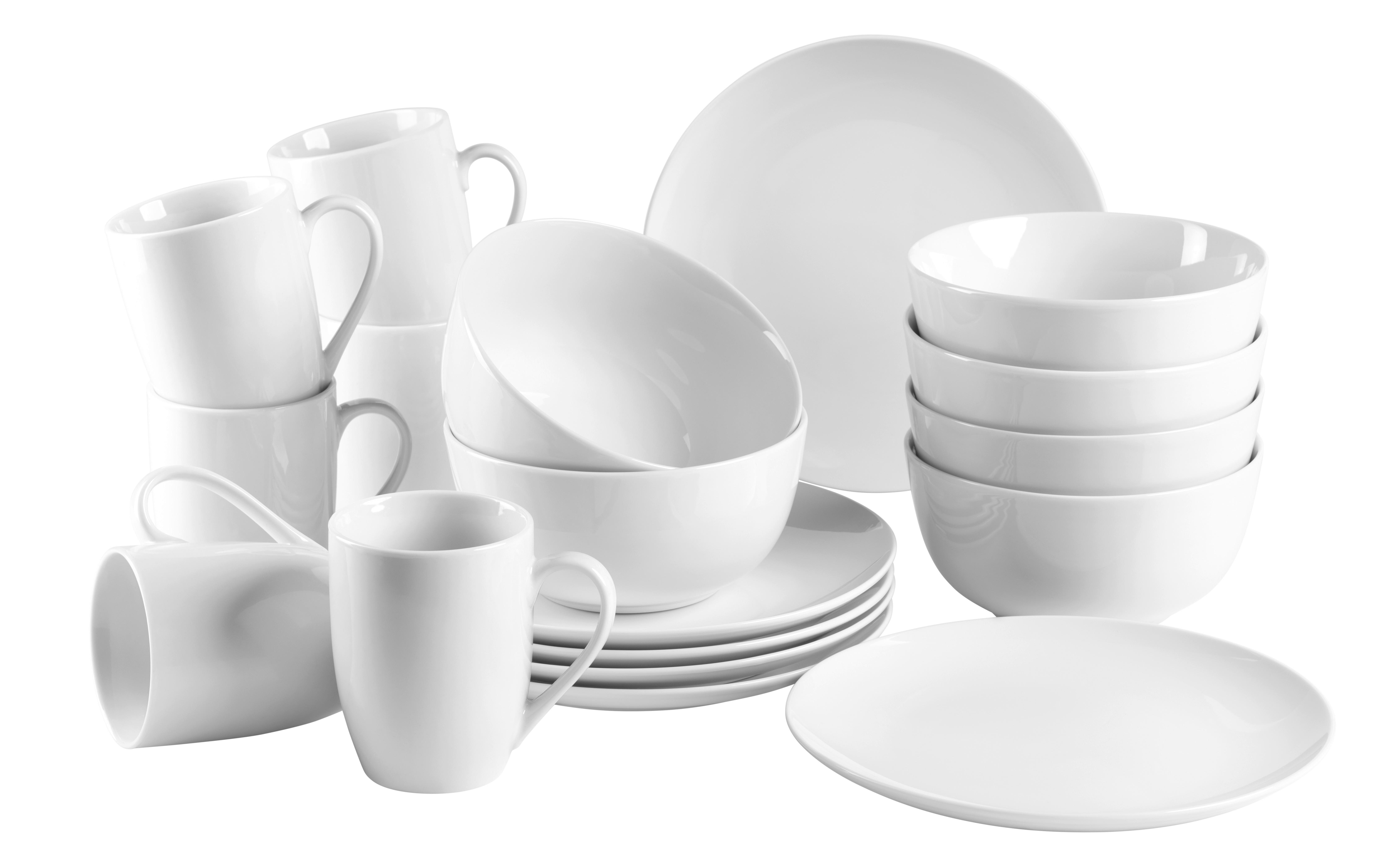 Frühstücksset Weiß Barca für 6 Personen, 18tlg. - Weiß, Basics, Keramik - Mäser