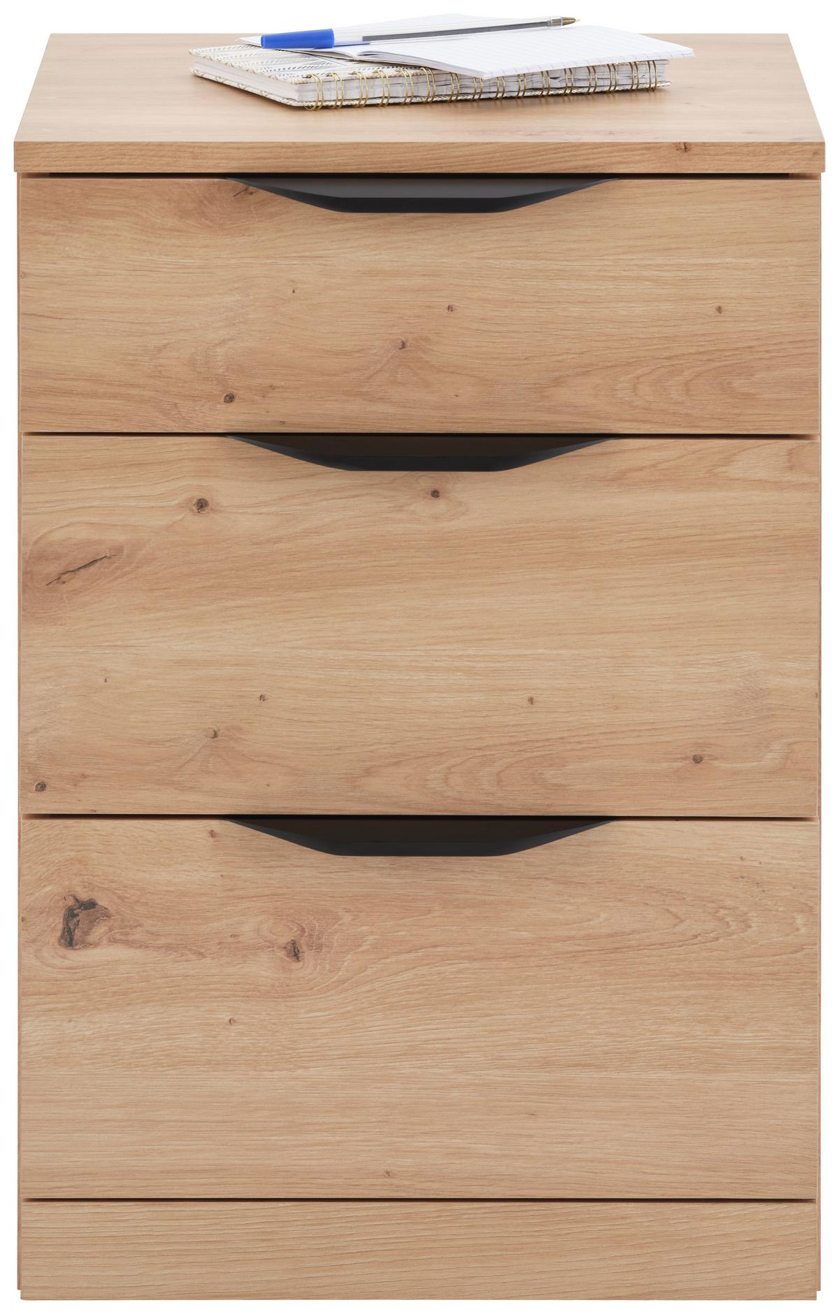 Kommode Rimini Mit 3 Laden Eiche Artisan, B: 40 Cm - Eiche Artisan, Trend, Holzwerkstoff/Kunststoff (40/60,1/40cm)