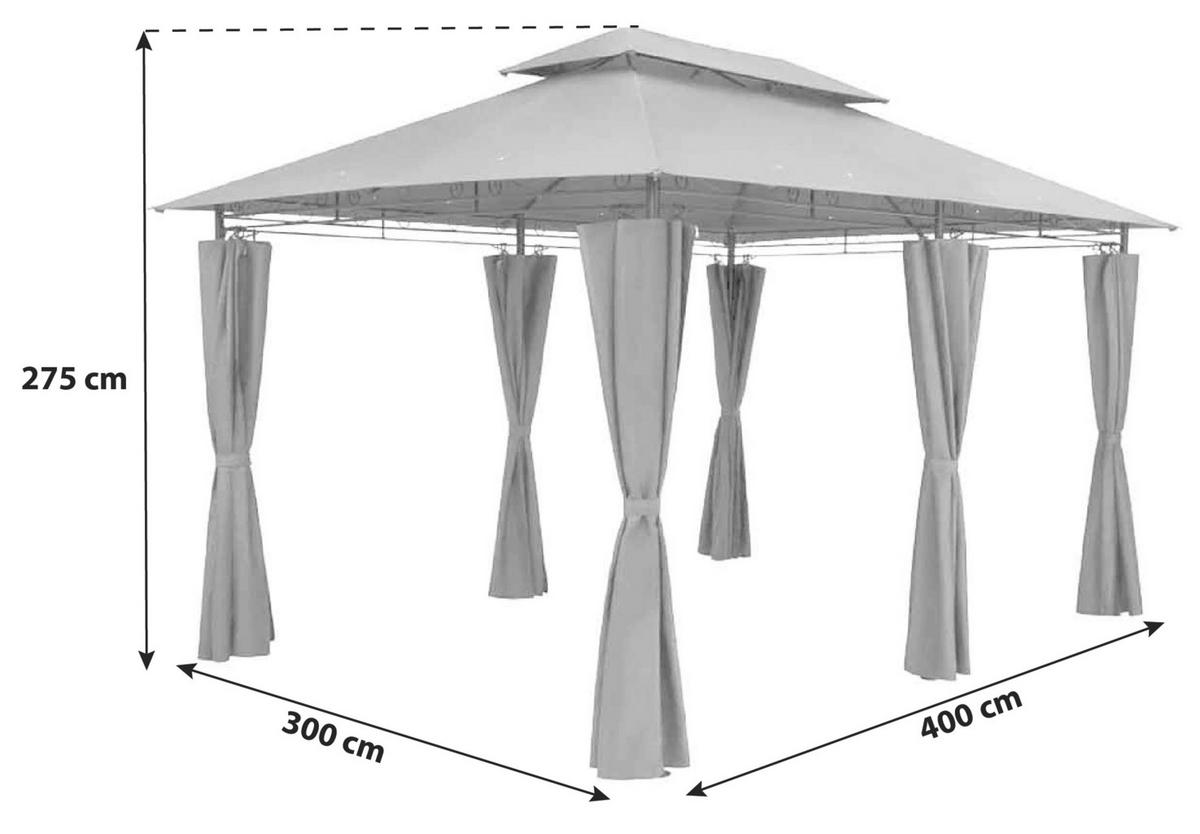 Pavillon Moldau - Anthrazit/Schwarz, Basics, Kunststoff/Metall (400/275/300cm) - Gardenson