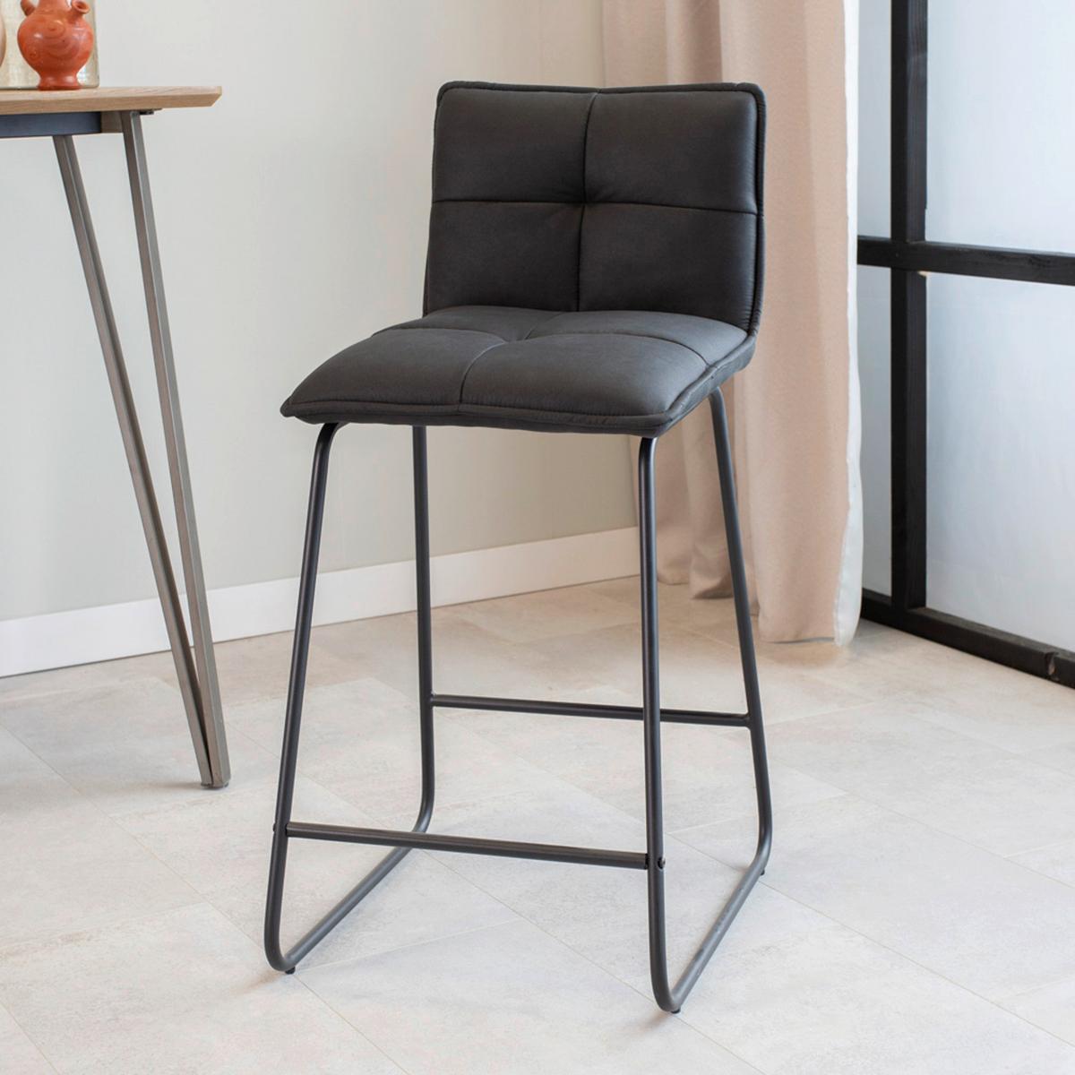 Barhocker-set Jeremy - Anthrazit/Schwarz, KONVENTIONELL, Textil/Metall (44/87/50cm) - MID.YOU