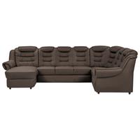 Wohnlandschaft Boston Braun Lederlook - Schwarz/Braun, KONVENTIONELL, Textil (165/333/216cm) - Livetastic