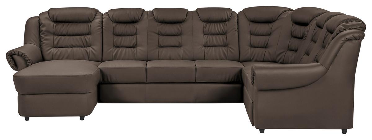 Wohnlandschaft Boston Braun Lederlook - Schwarz/Braun, KONVENTIONELL, Textil (165/333/216cm) - Livetastic