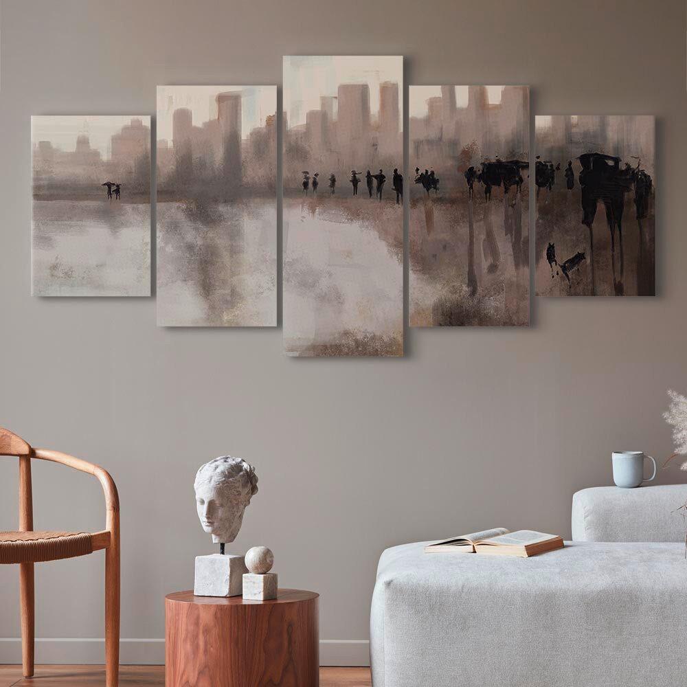 Leinwandbild Grau Beige B: 200 cm - Beige/Grau, Basics, Holzwerkstoff/Textil (200/100/1,2cm) - artgeist