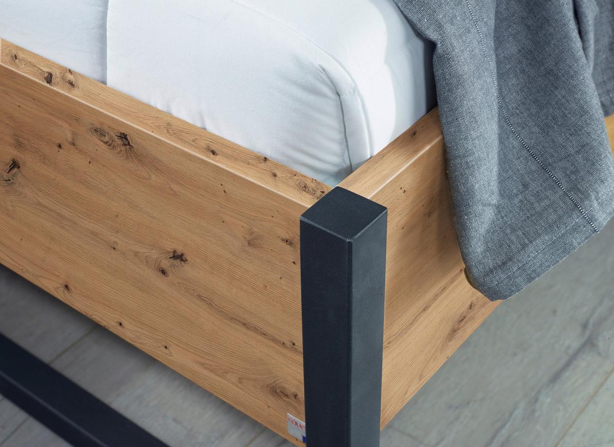Bett Tampa Anthrazit/graphit/ Eiche Artisan D. Lf: 140x200cm - Anthrazit/Graphitfarben, MODERN, Textil (140/200cm) - Rauch Möbel