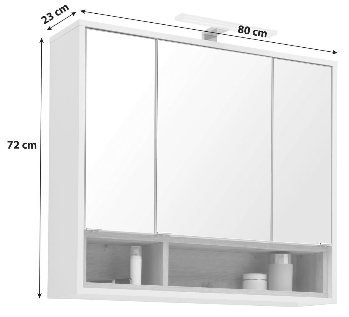 Tükrös Szekrény "milano" Milano - fehér, Modern, faalapú anyag (80/72/23cm)