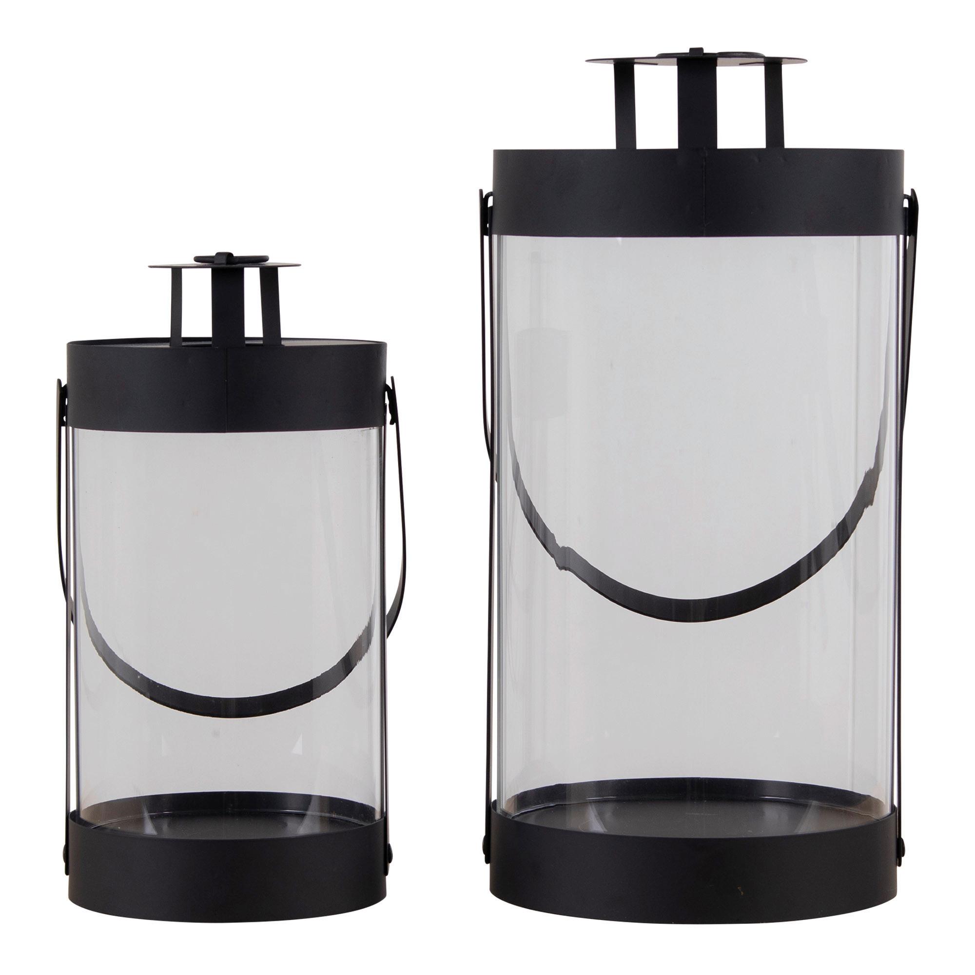 Laternenset Bondi Klar Schwarz B: 12 Cm - Klar/Schwarz, Design, Glas/Metall (12/24/12cm)