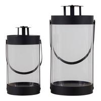 Laternenset Bondi Klar Schwarz B: 12 Cm - Klar/Schwarz, Design, Glas/Metall (12/24/12cm)