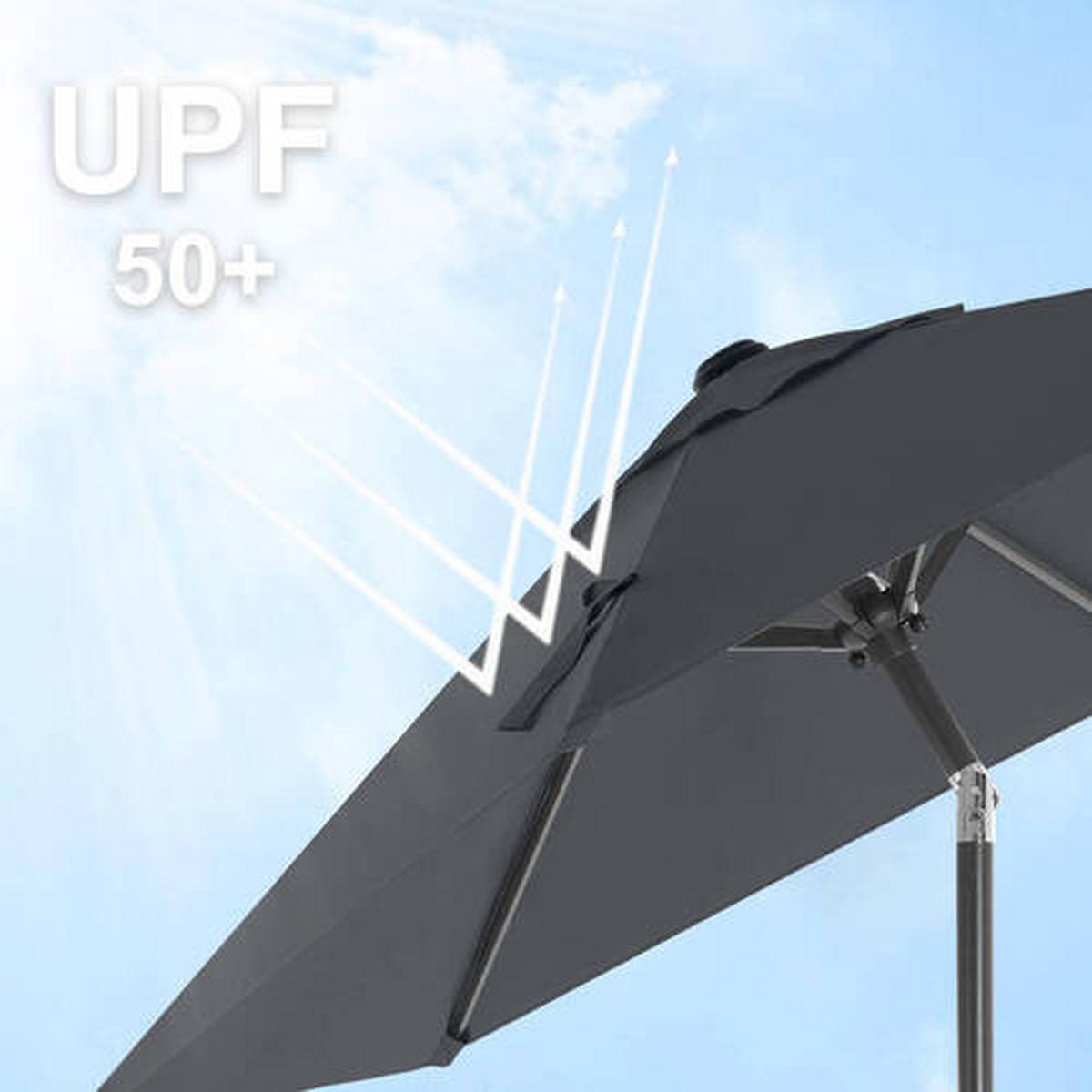 Sonnenschirm Grau Schwarz BxL: 200x200 cm - Schwarz/Grau, Basics, Textil/Metall (200/200cm) - Modante