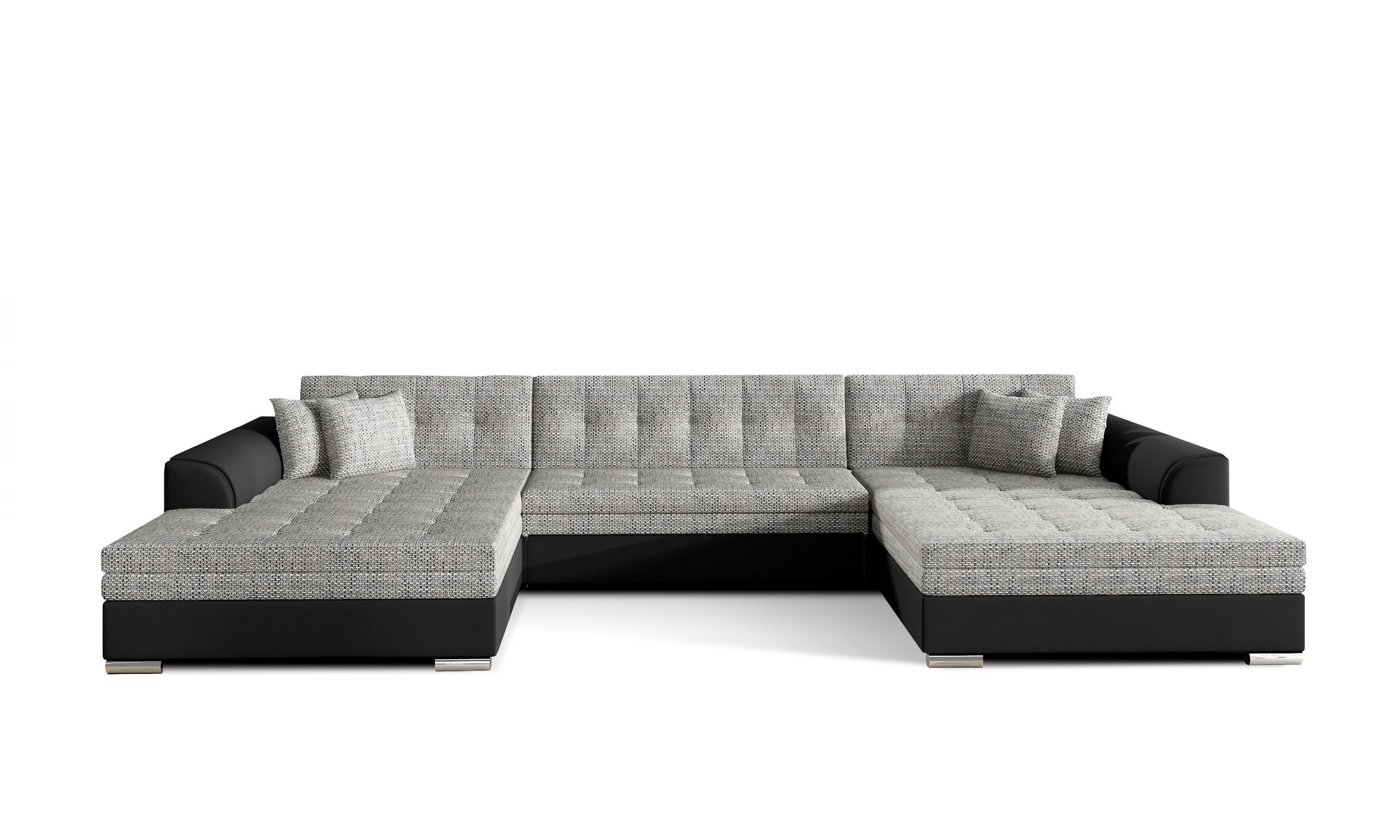 Wohnlandschaft Vento Grau/Schwarz U: 165x359x165 cm - Chromfarben/Schwarz, Design, Textil (165/359/165cm) - MID.YOU