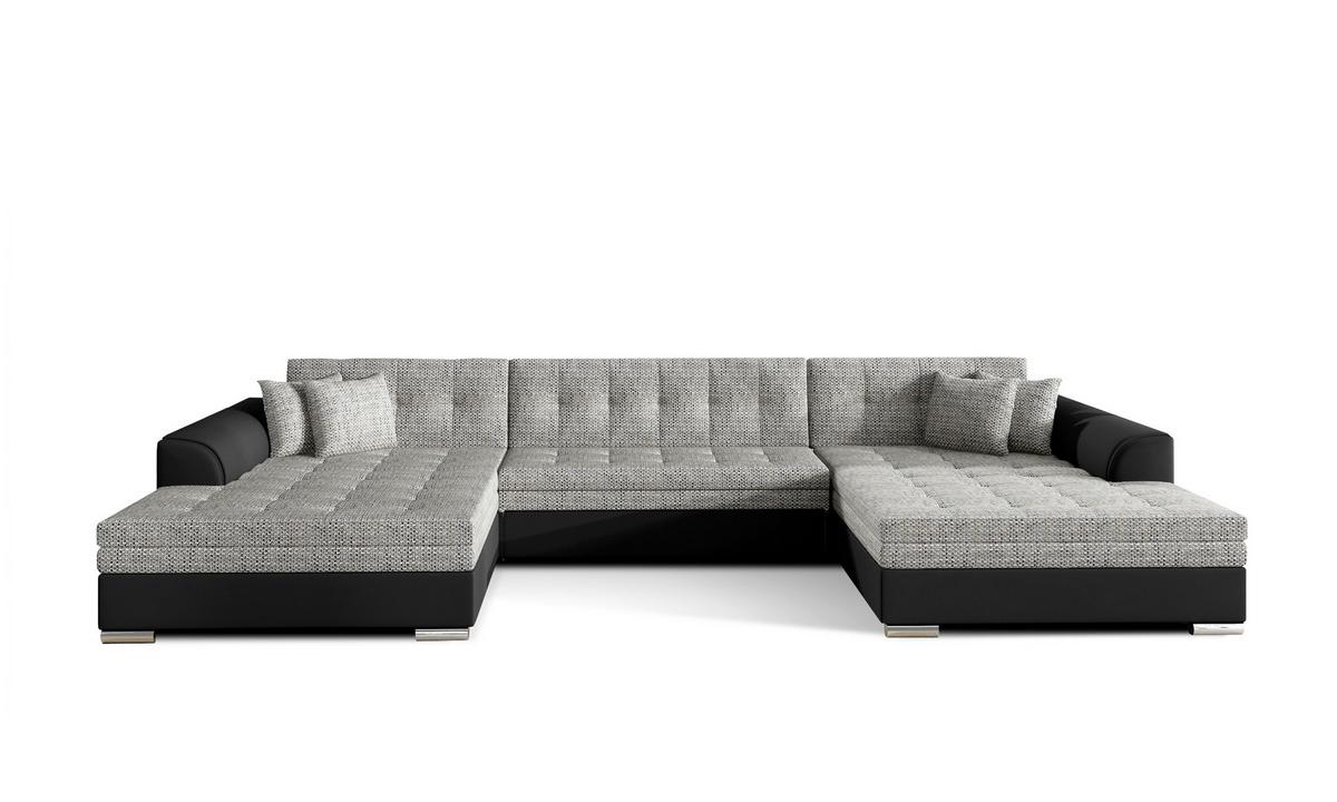 Wohnlandschaft Vento Grau/Schwarz U: 165x359x165 cm - Chromfarben/Schwarz, Design, Textil (165/359/165cm) - MID.YOU