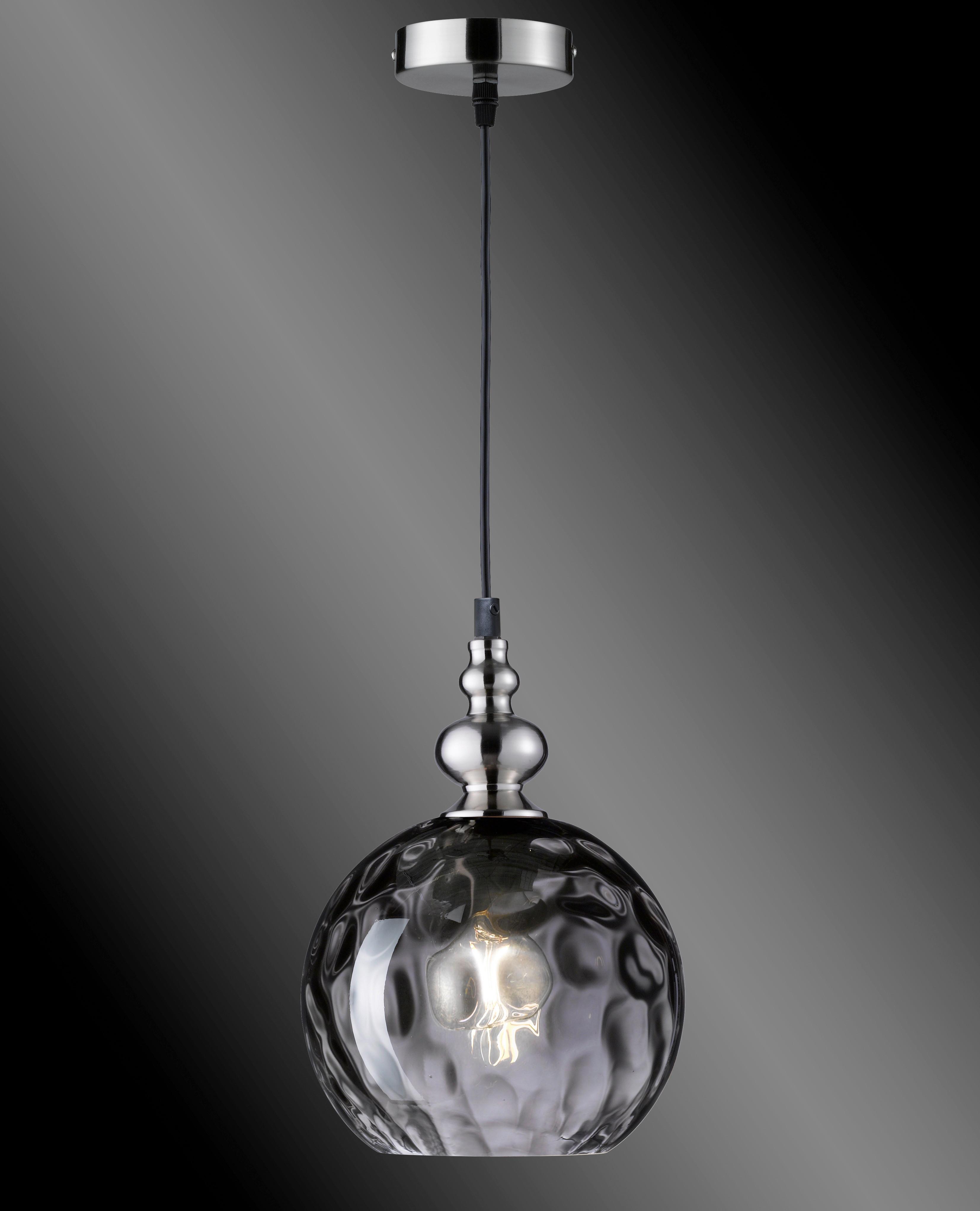 Hängeleuchte Uller - Schwarz/Nickelfarben, Basics, Glas/Metall (20/140cm) - Fischer & Honsel