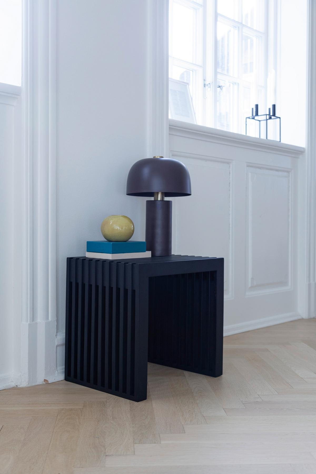 Hocker Rib - Schwarz, KONVENTIONELL, Holz (45/43/35cm) - MID.YOU