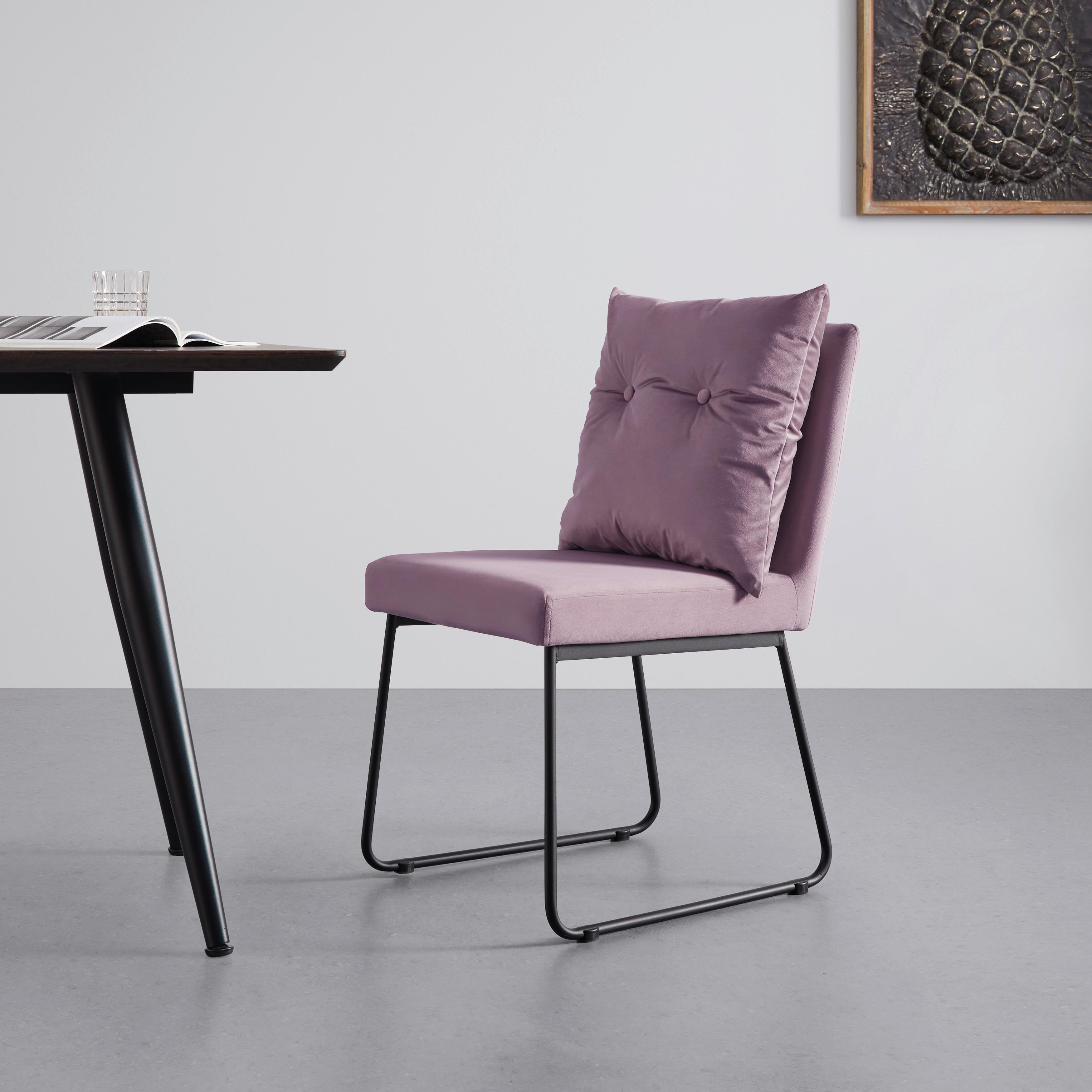 Židle ze sametu Bono růžová - růžová/černá, Moderní, kov/dřevo (44/90/58cm) - Bessagi Home