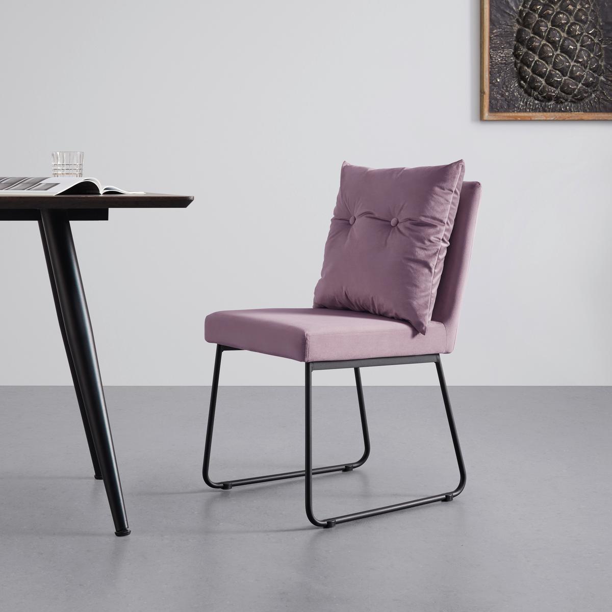Židle ze sametu Bono růžová - růžová/černá, Moderní, kov/dřevo (44/90/58cm) - Bessagi Home