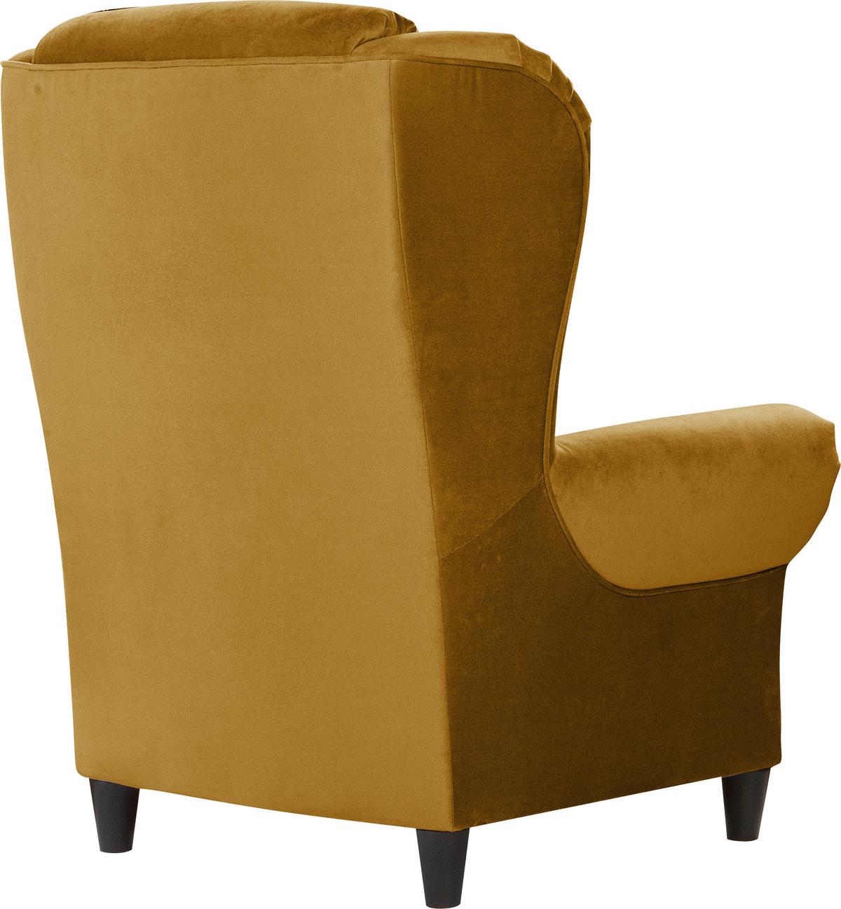 Ohrensessel Baron Senfgelb B: 94 cm - Senfgelb/Schwarz, Design, Textil (94/112/92cm) - MID.YOU