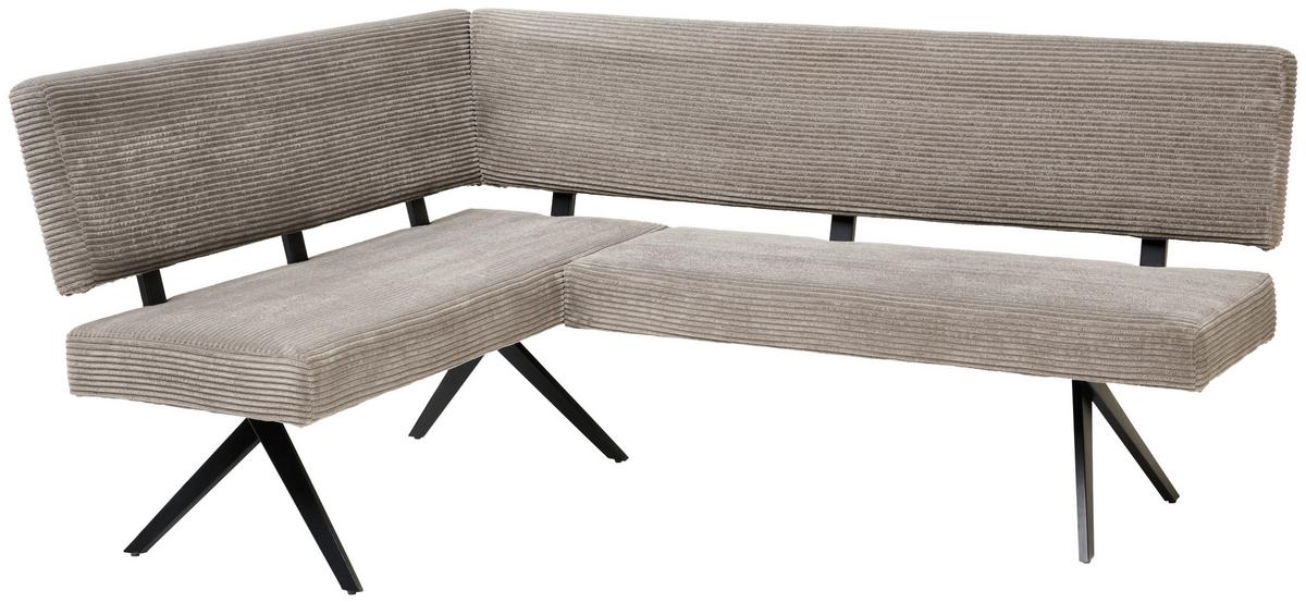 Eckbank Chios Cord Dunkelgrau, S: 150x190 Cm - Schwarz/Grau, KONVENTIONELL, Textil/Metall (150/190cm) - MID.YOU