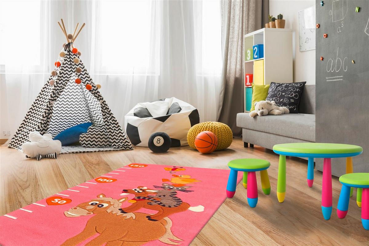 Kinderteppich Rosa Joy 75x160 cm - Rosa, Basics, Textil (75/160cm) - Kayoom
