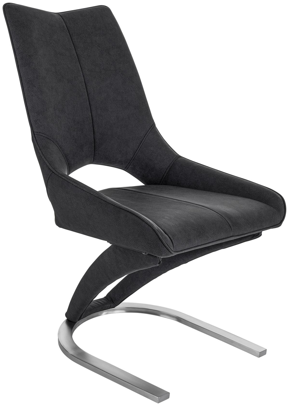 STOLIČKA S PRUŽNÝM PODNOŽÍM SEBASTIANO - čierna/farba ušľachtilej ocele, Modern, kov/textil (51/92,5/61cm)