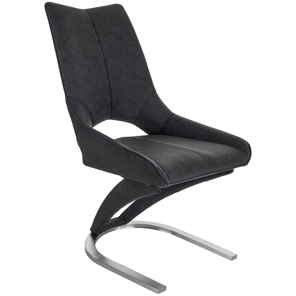 Schwingstuhl Sebastiano Lederlook Schwarz Gepolstert