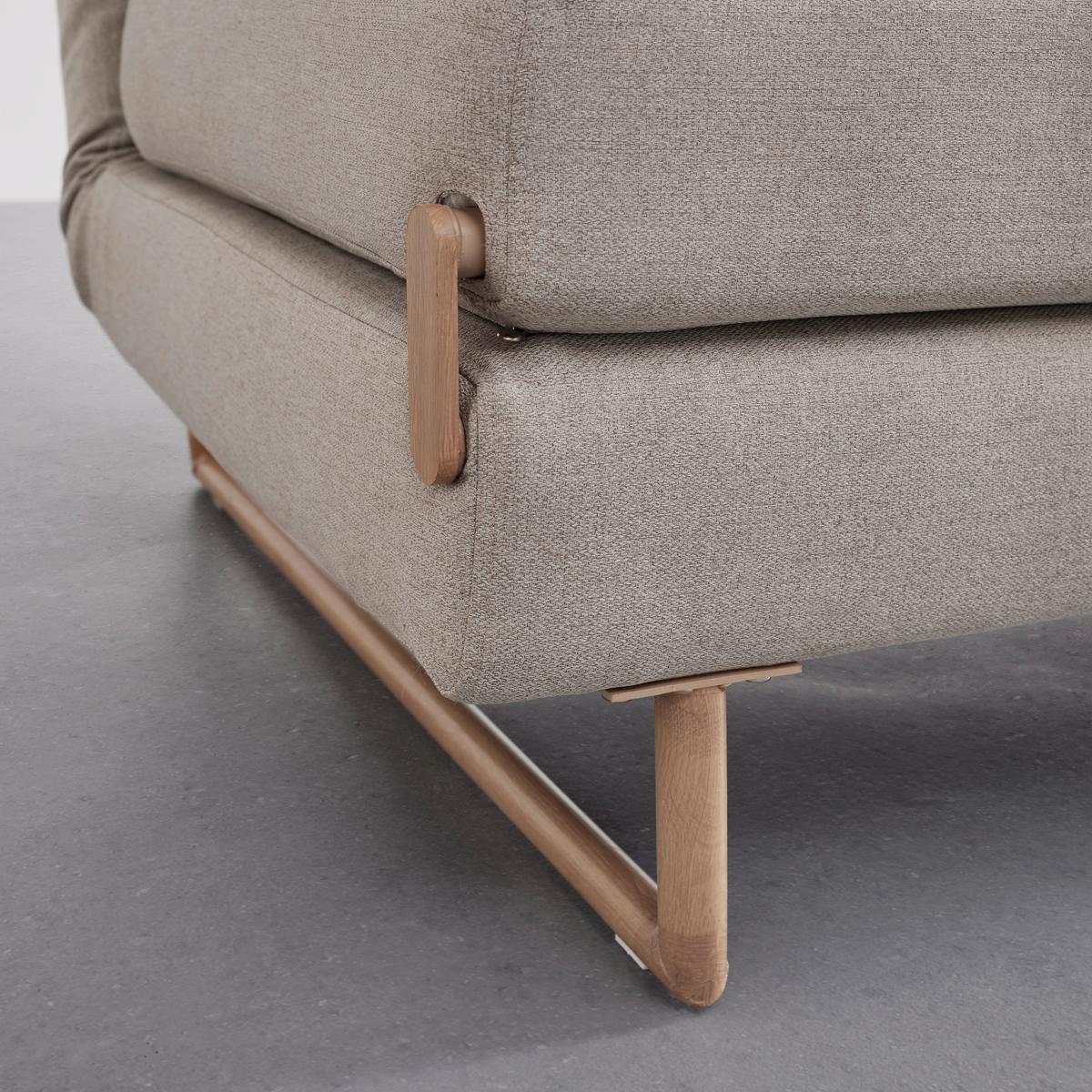 Rozkladacia pohovka Malic - béžové - farba duba/béžová, Modern, kov/textil (80/84/90cm) - Bessagi Home