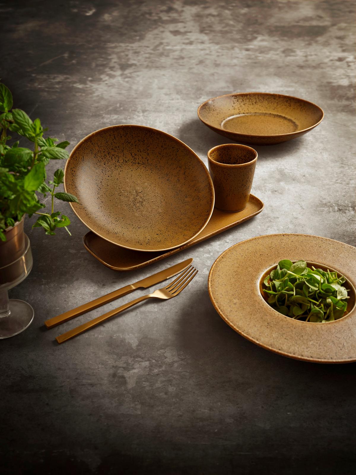 Tellerset Grumpy Goldfarben, 4-Teilig - Goldfarben, Trend, Keramik (25cm) - Mäser