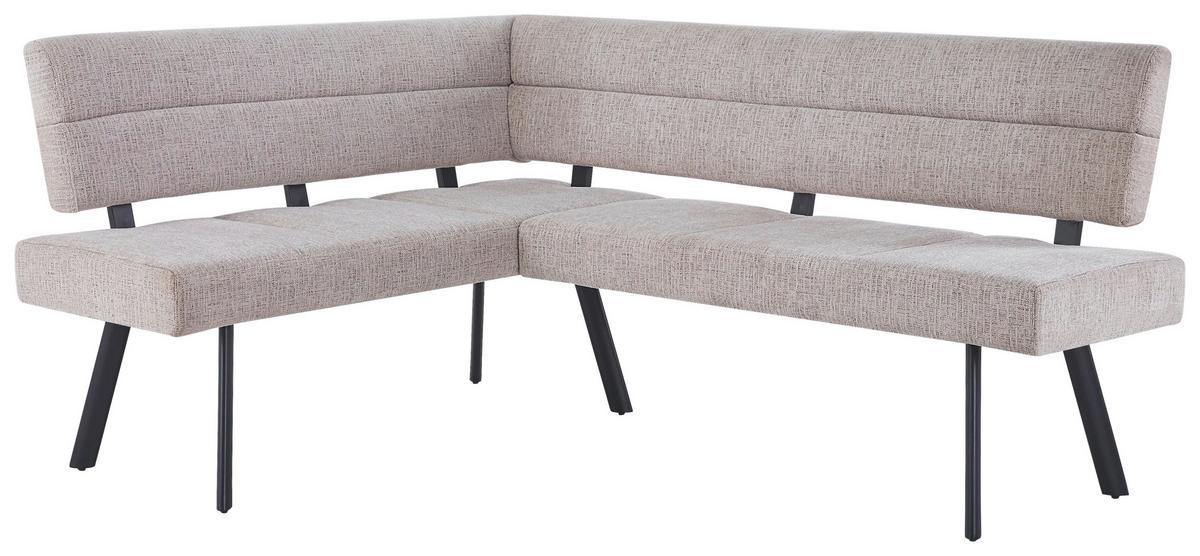 Eckbank Paros Beige, S: 150x190 cm - Beige/Schwarz, KONVENTIONELL, Textil/Metall (150/190cm) - MID.YOU