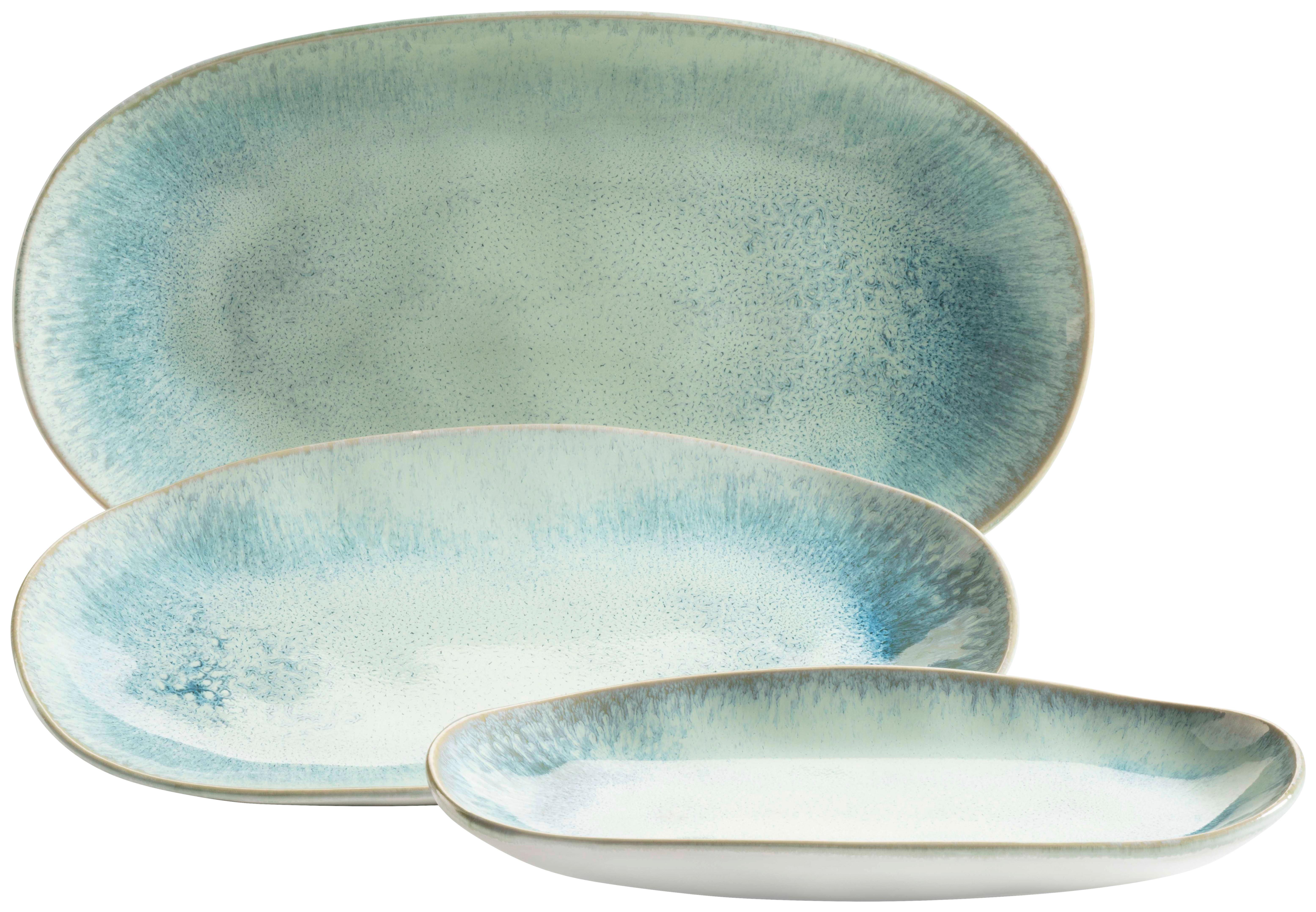 Servierplatte Aus Steinzeug Frozen 3--Teilig. Grün - Grün, Basics, Keramik (39/24,5/10cm) - Mäser