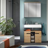 Badezimmer Canu Eiche Artisan Dekor B: 80 Cm - Schwarz/Eiche Artisan, MODERN, Glas/Holzwerkstoff (80cm) - MID.YOU