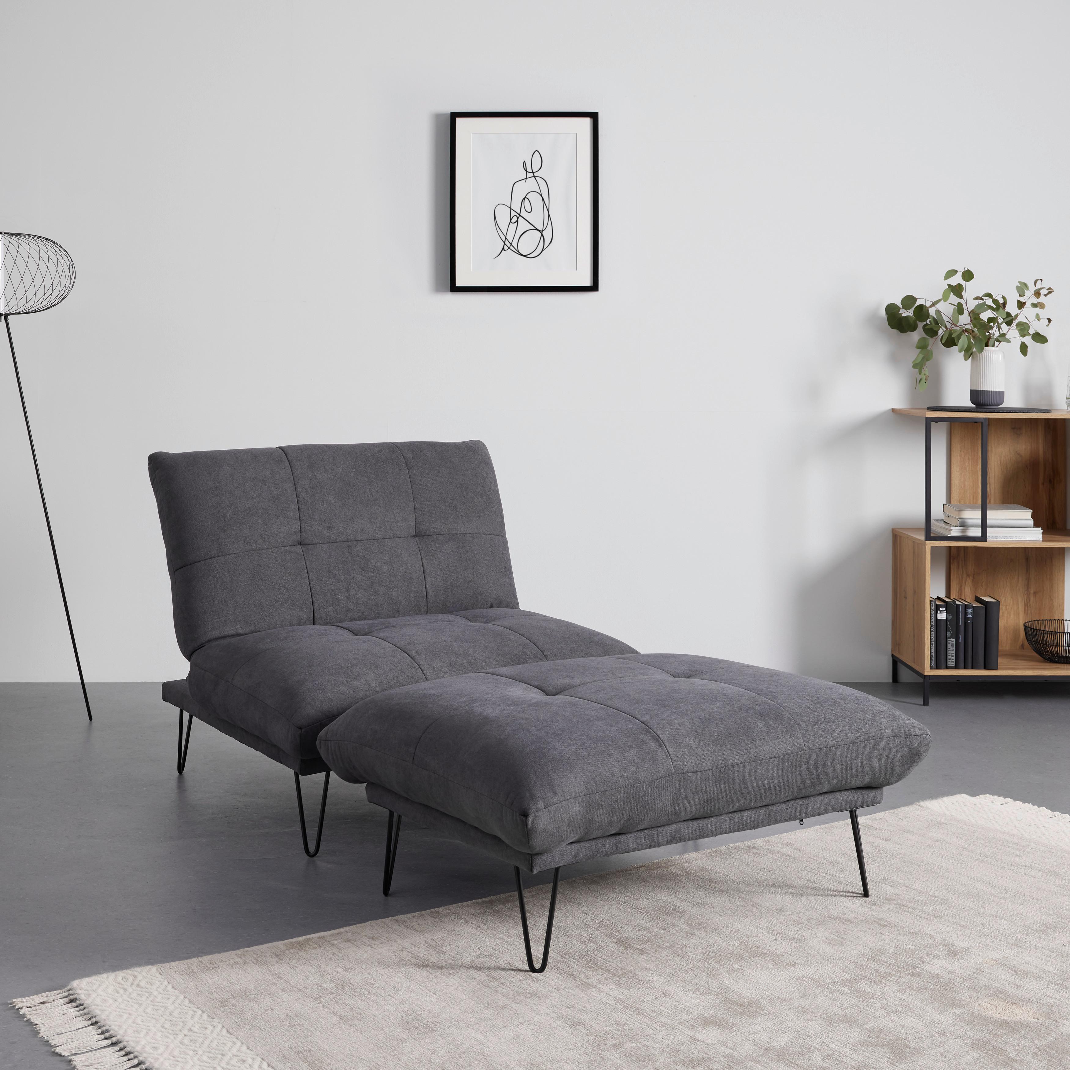 Rozkladacie kreslo CINDY, antracitová - čierna/antracitová, Modern, kov/drevo (102/120/46cm) - Bessagi Home