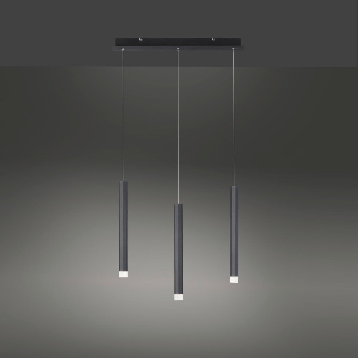 LED-Hängeleuchte Bruno H: 120 cm 3-Flammig - Basics, Kunststoff/Metall (55/8/120cm)