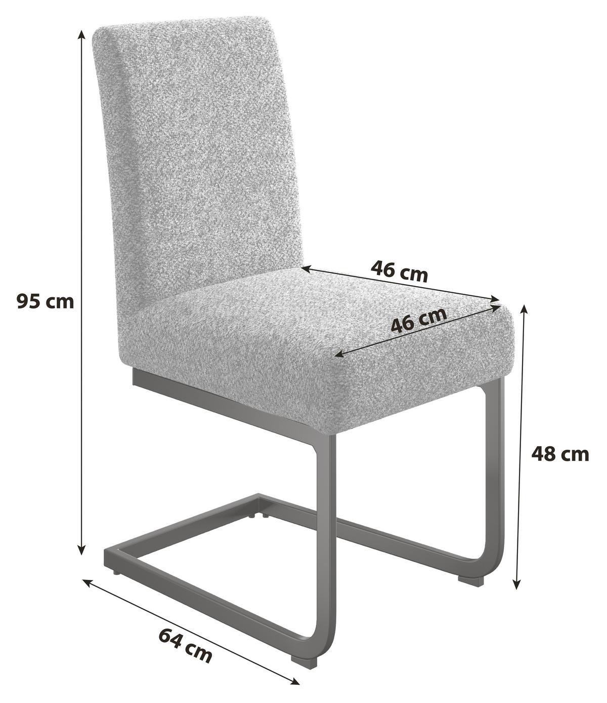 Schwingstuhl Terri anthrazit gepolstert - Anthrazit/Schwarz, MODERN, Textil/Metall (46/95/64cm) - MID.YOU
