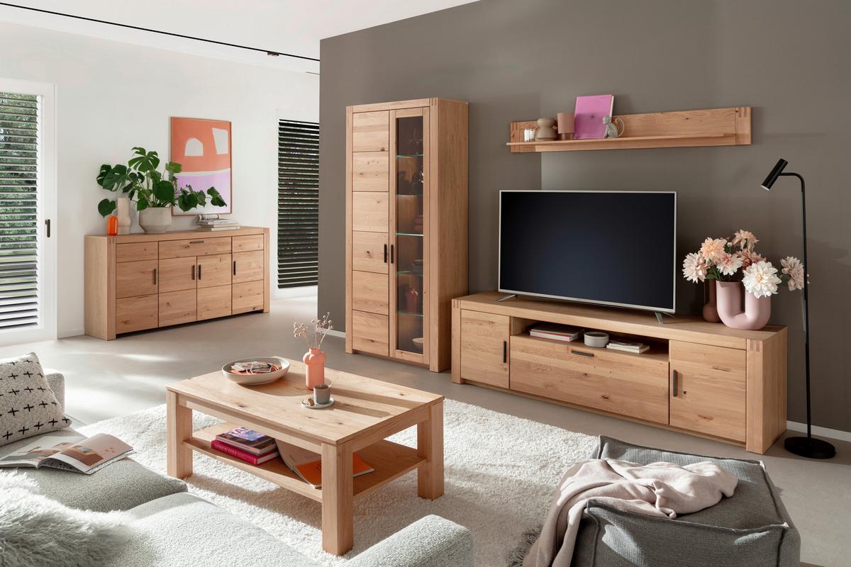 Vitrine Prag - Eichefarben, Design, Glas/Holz (97/203/37cm) - Livetastic