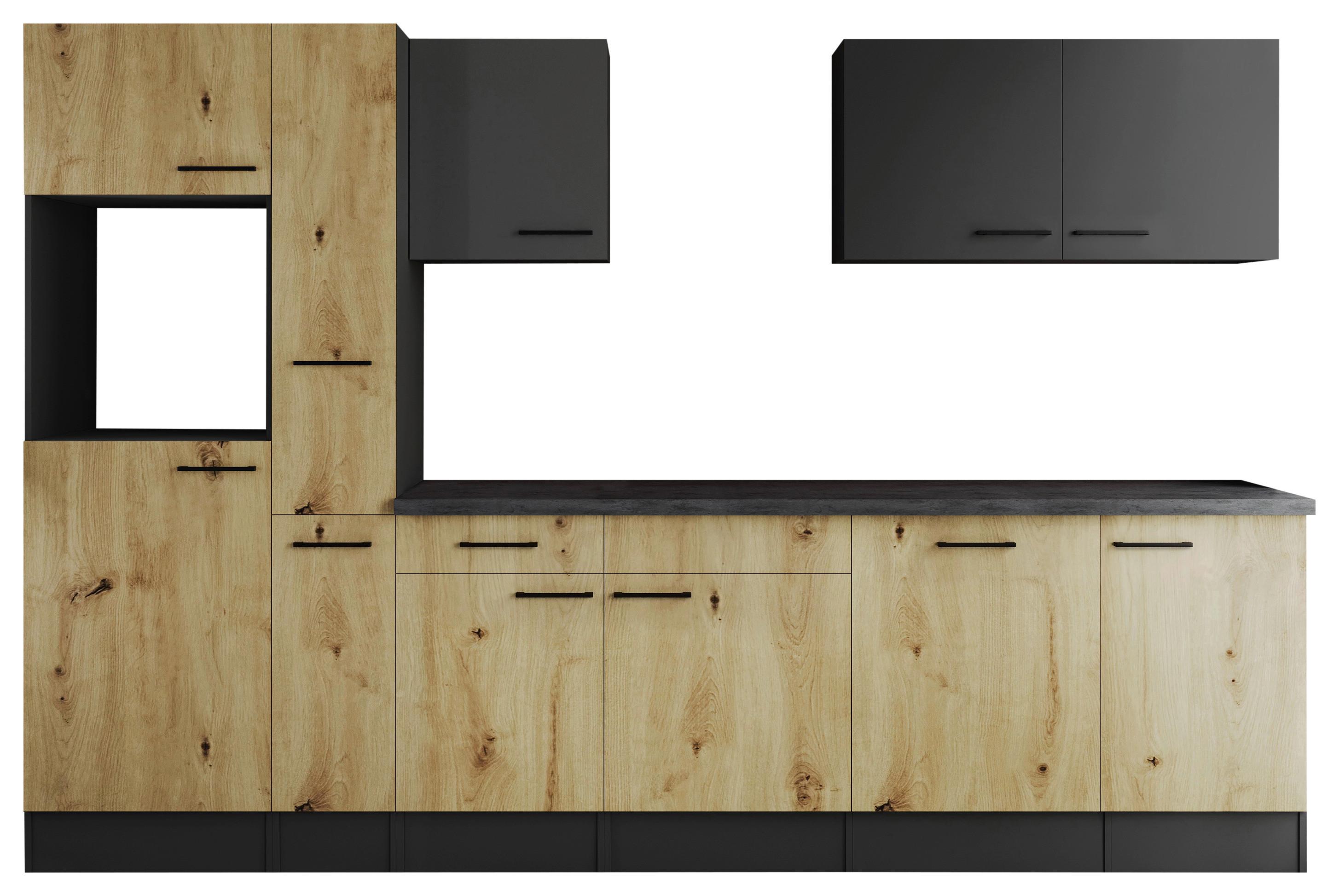 Küchenleerblock Oliver Grau, Artisan Dekor B: 310 cm - Eiche Artisan/Grau, Design, Holzwerkstoff (310cm) - Respekta